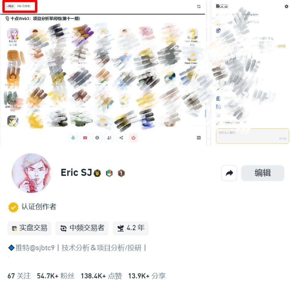 Live streaming at Binance Square in the morning, nearly 800 | Eric SJ ...
