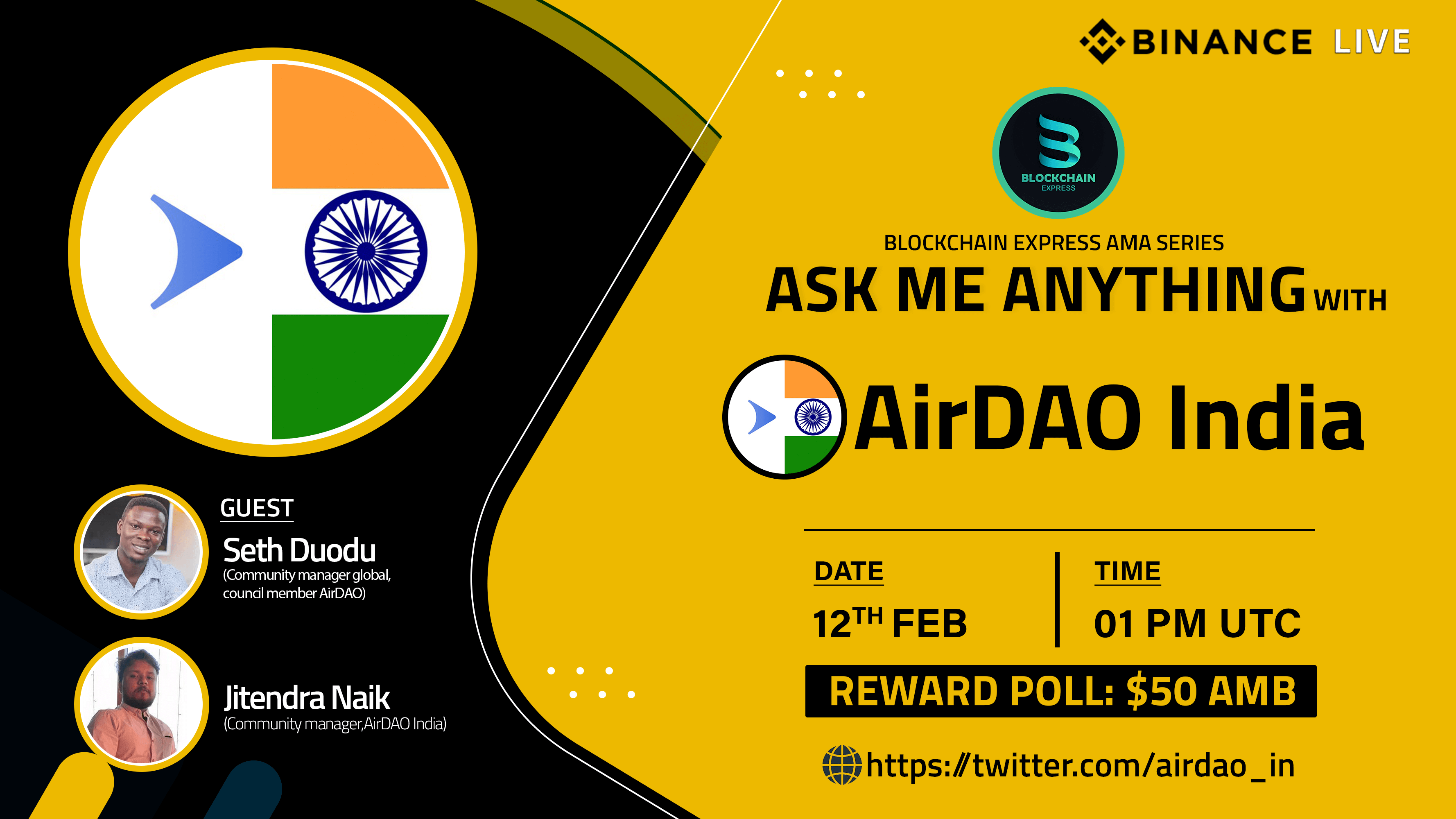 ₿lockchain Express will be hosting an session with" AirDAO India "