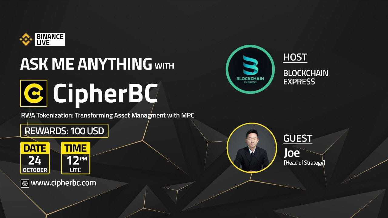 ₿lockchain Express will be hosting an AMA session with" CipherBC "