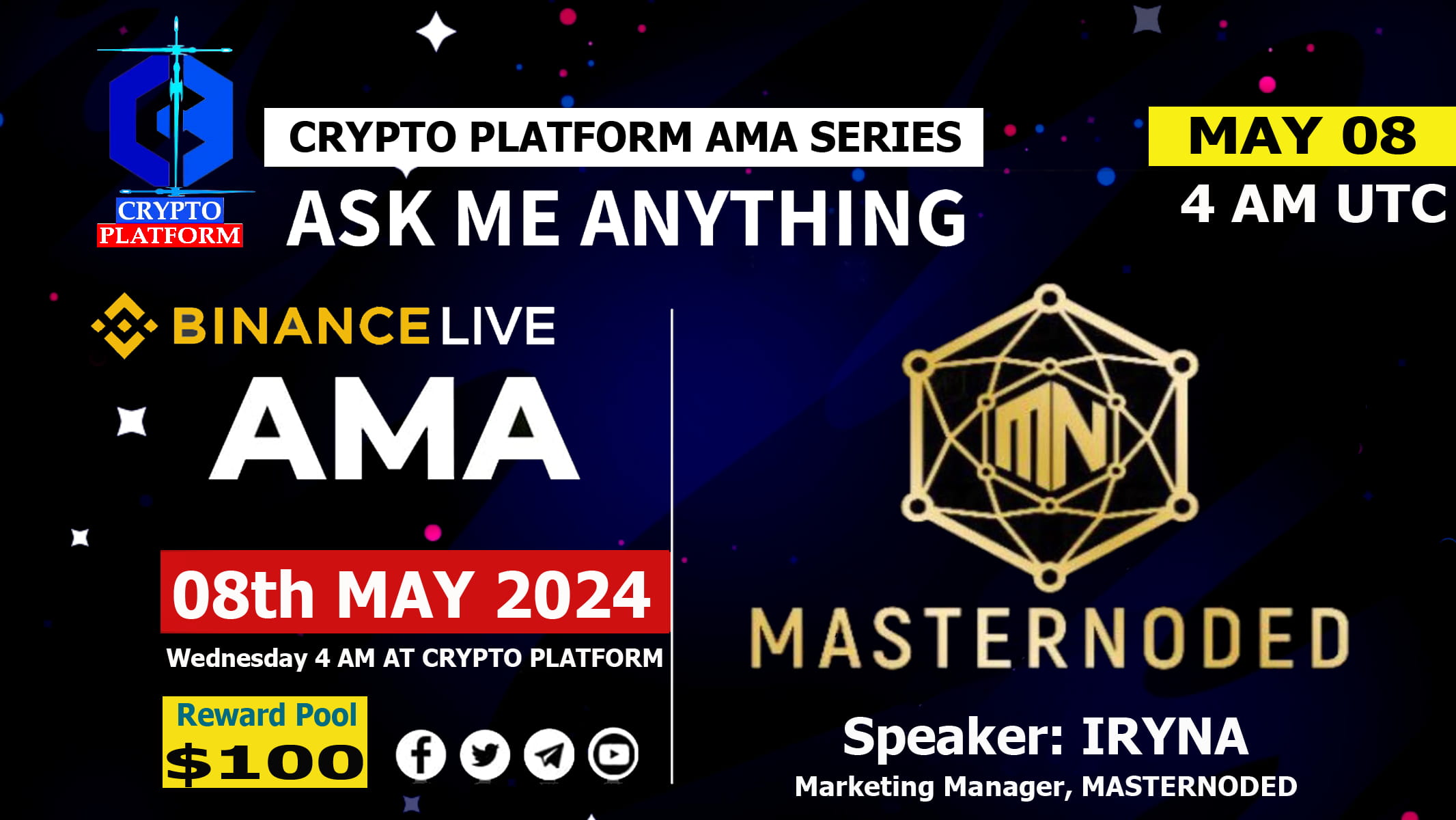 AMA - MASTERNODED x Crypto Platform | $100 USDT Rewards