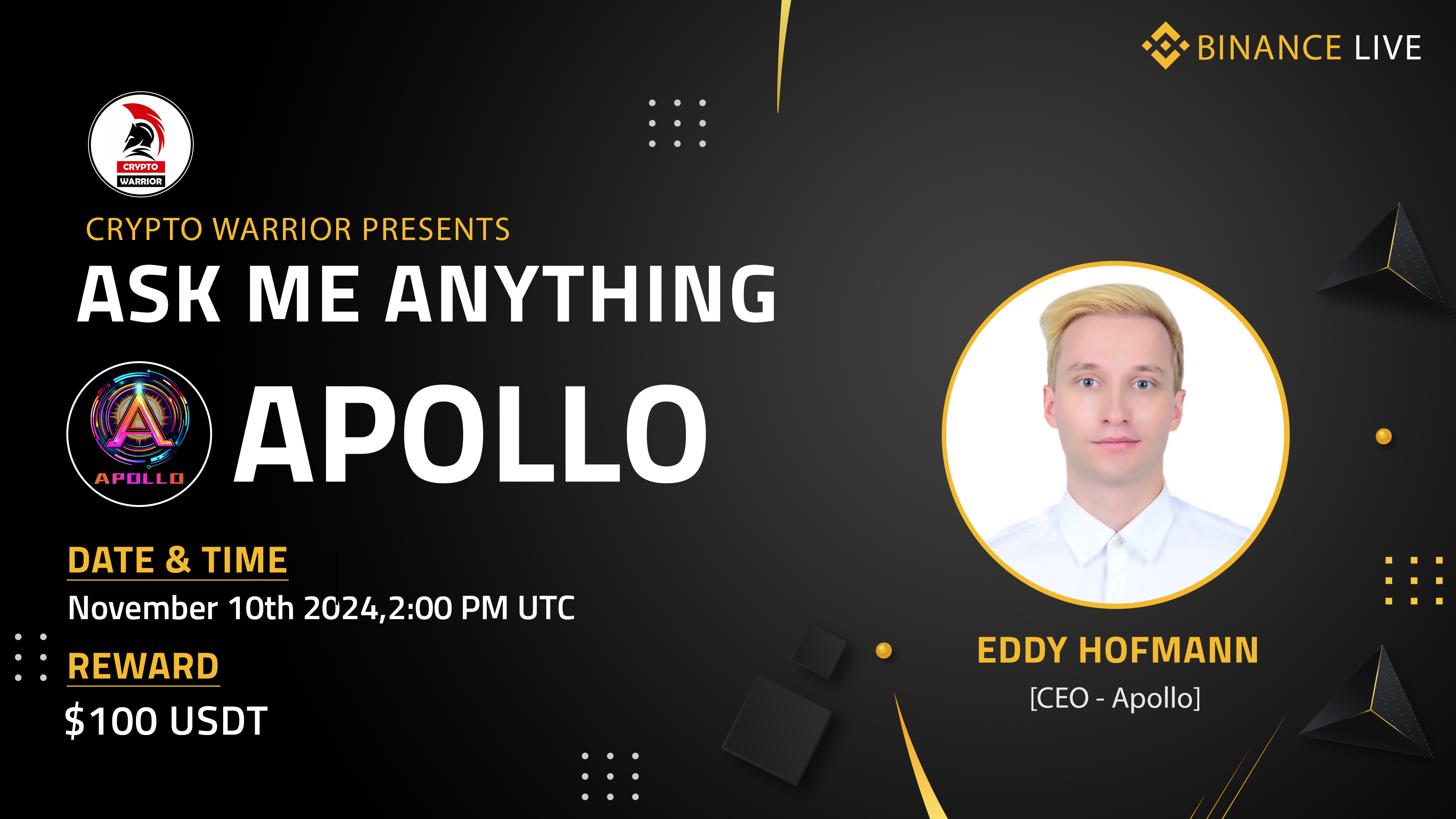 Crypto Warrior presents AMA with Apollo // 100$ Giveaway