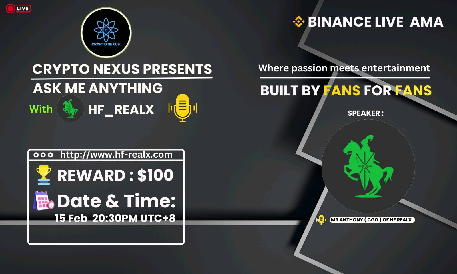 Crypto nexus Binance Live AMA With HF_Realx