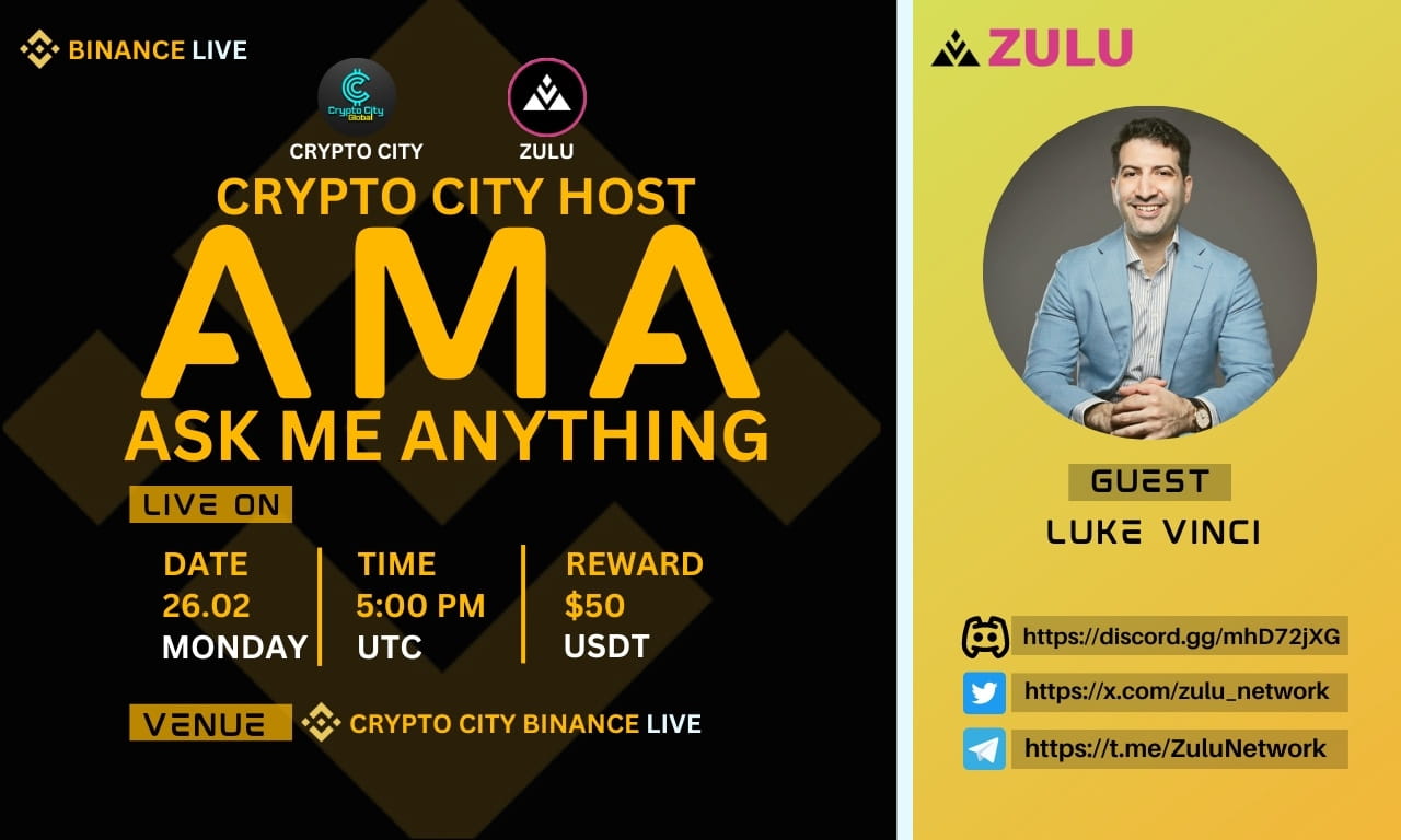 Crypto City Present <> Binance AMA With ZULU Network