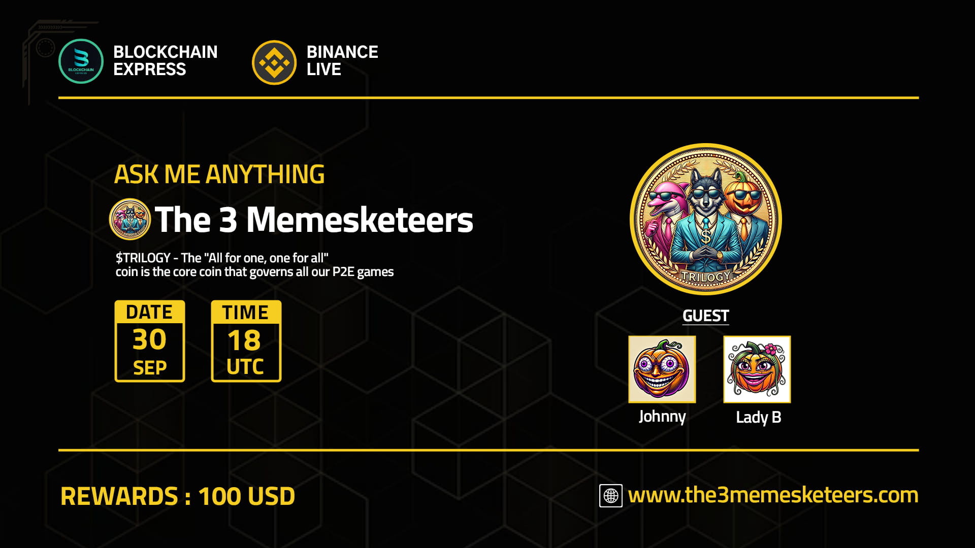 ₿lockchain Express will be hosting anAMA session with The 3 Memesketeers