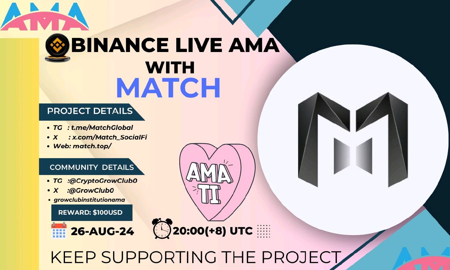 AMA With Match. $100 USDT Giveaways Binance Live  AMA