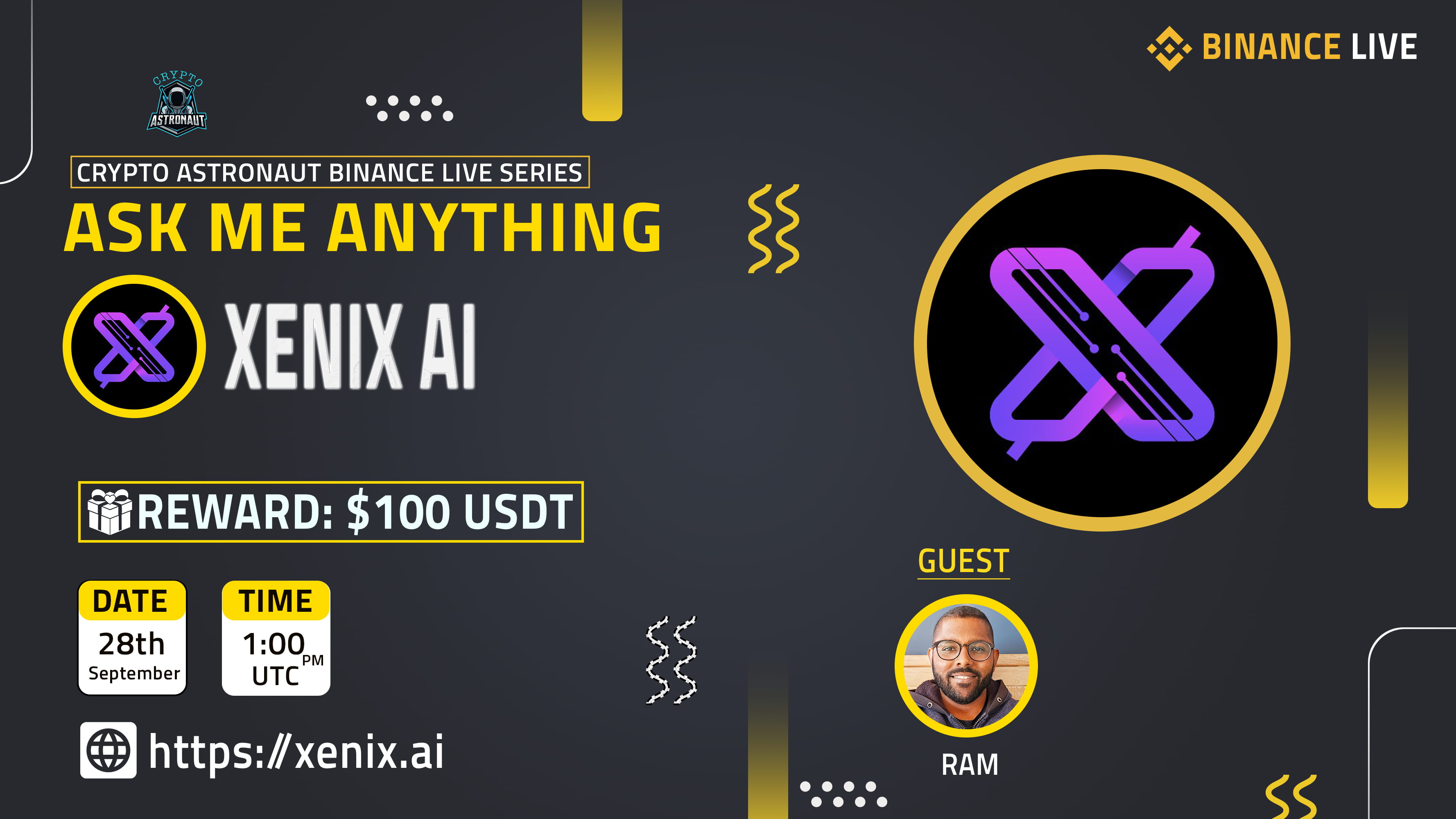 Crypto Astronaut Binance Live AMA with XENIX AI