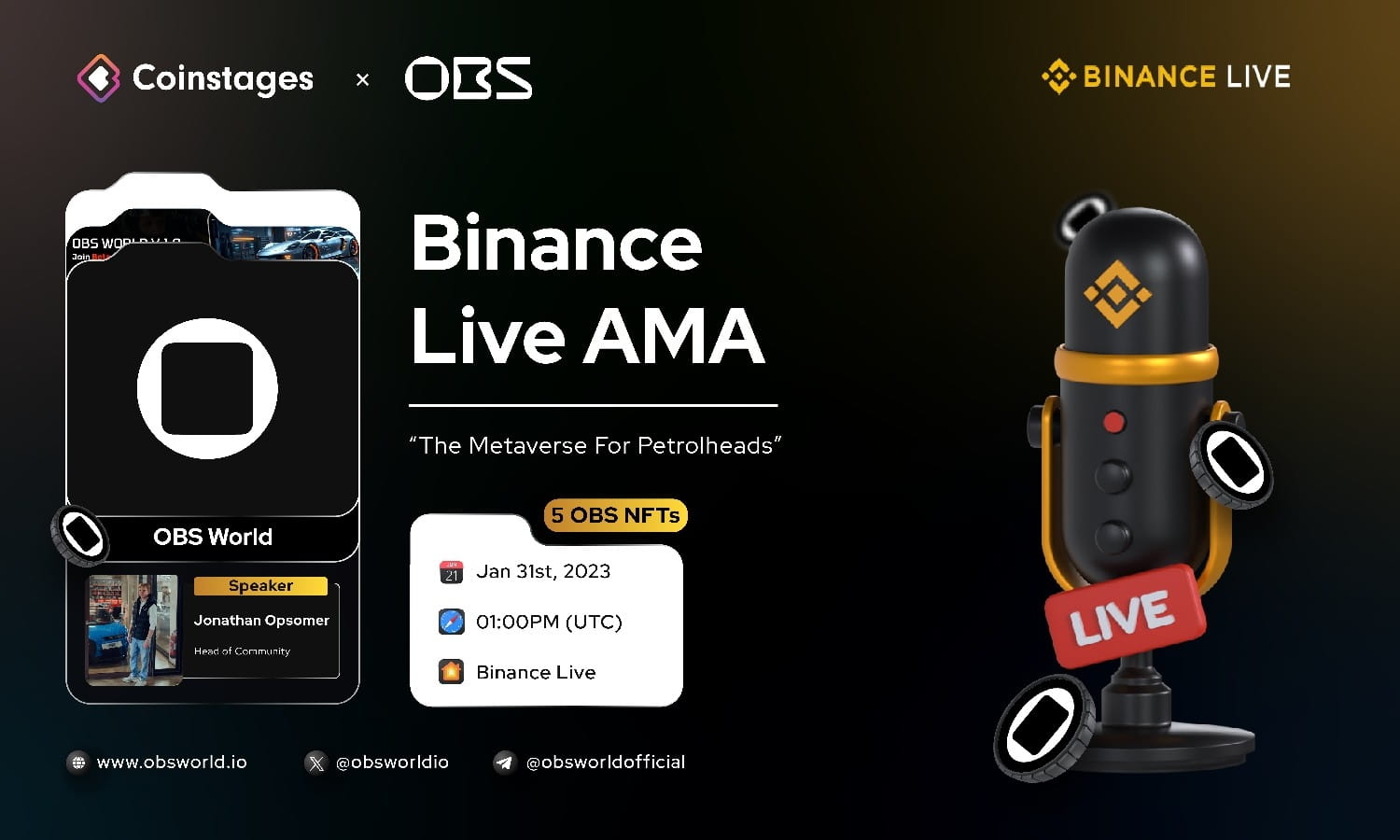 Coinstages Live AMA: Featuring OBS World
