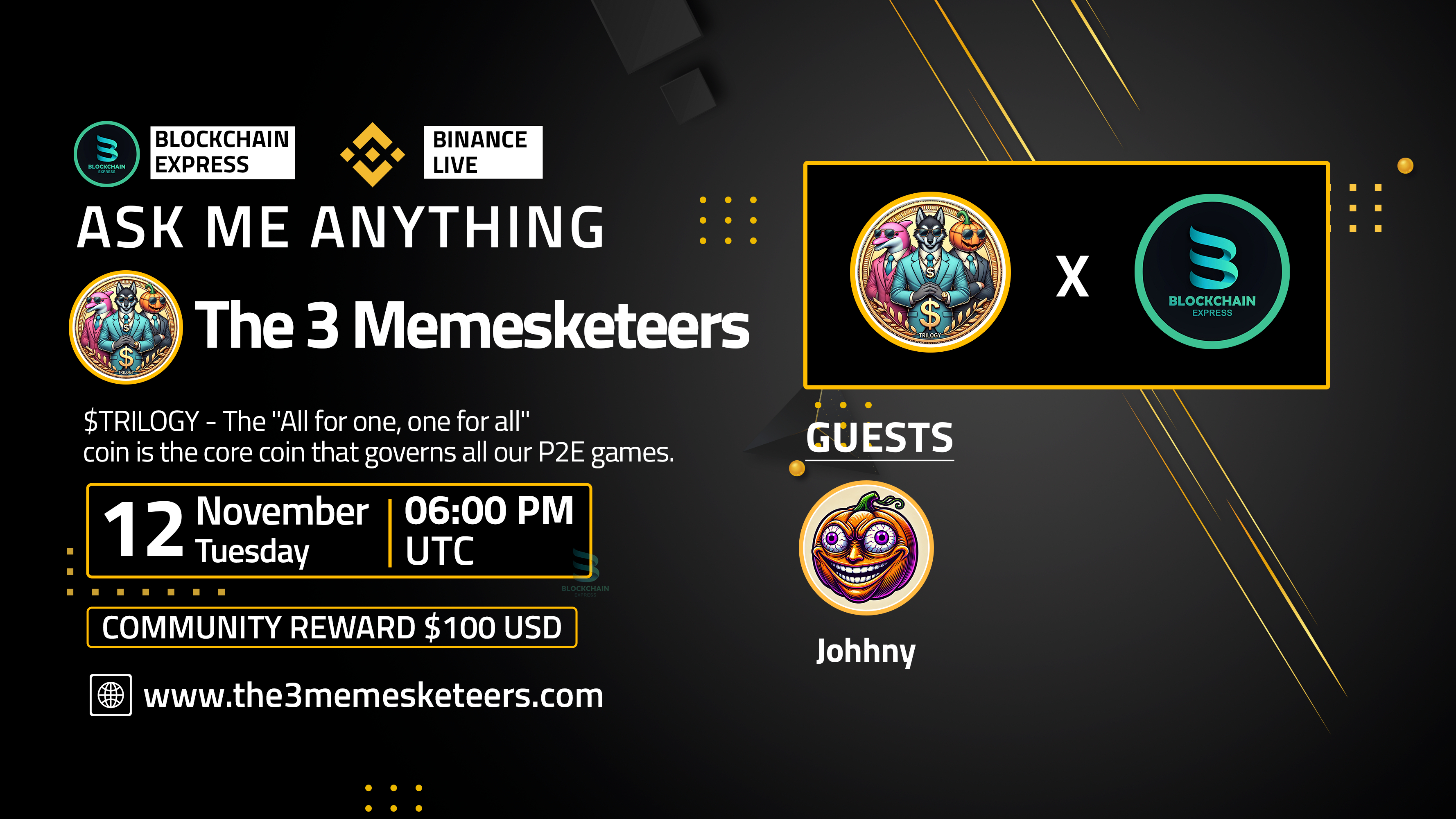 ₿lockchain Express will be hosting 2ndAMA session with The3 Memesketeers