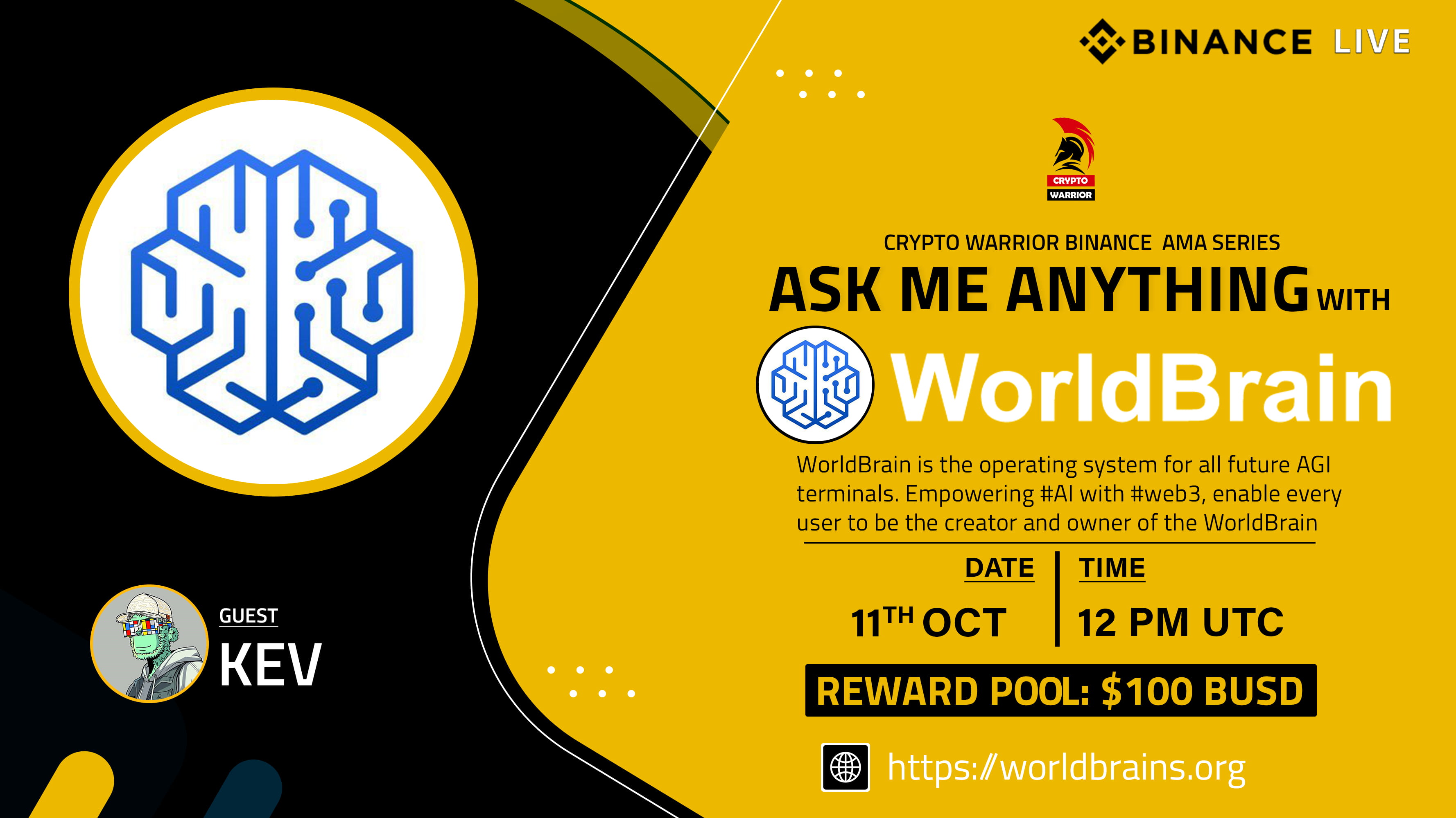 Crypto Warrior presents AMA with WorldBrain // 100$ Givaway