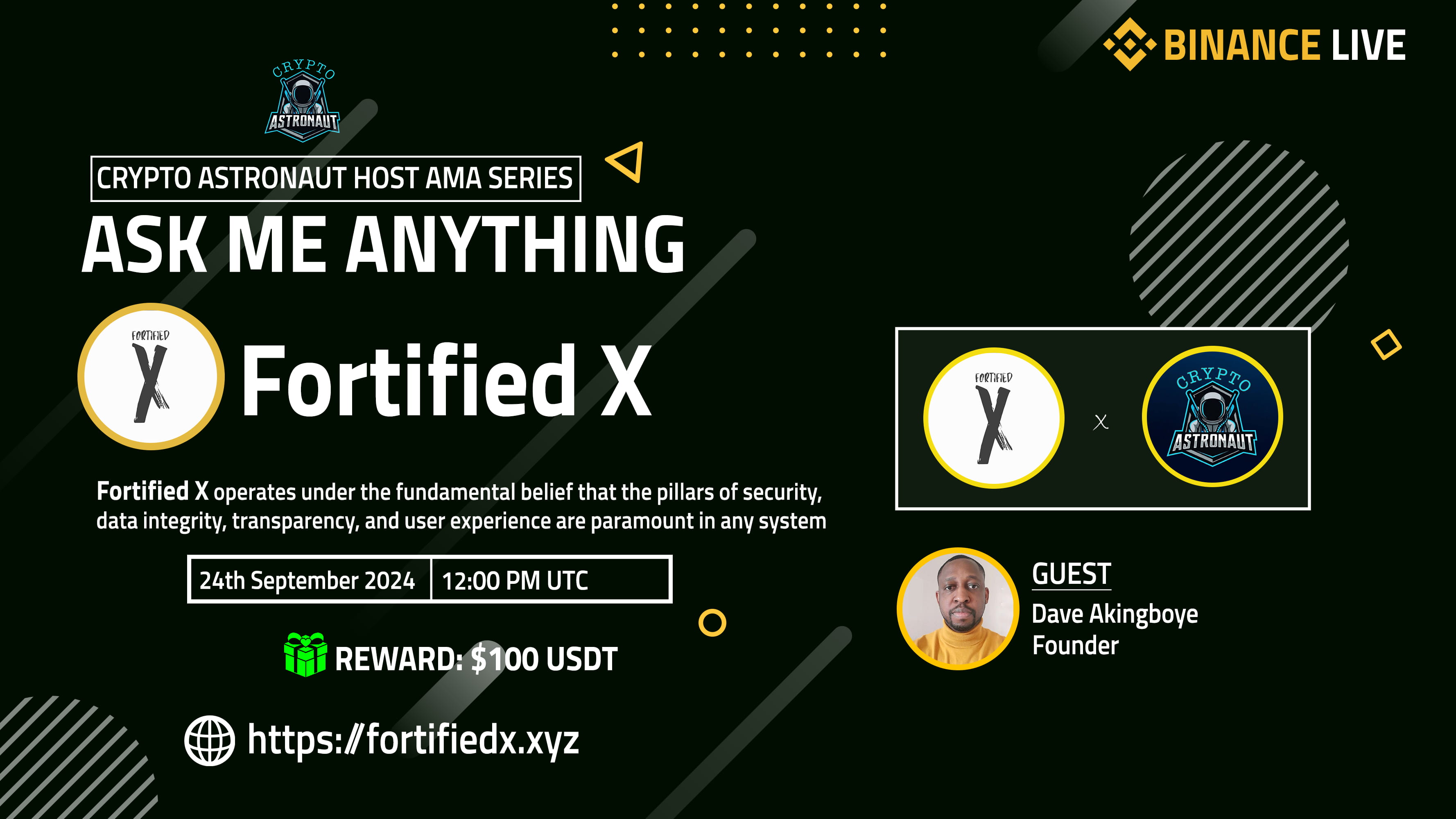 Crypto Astronaut Binance Live AMA with Fortified X