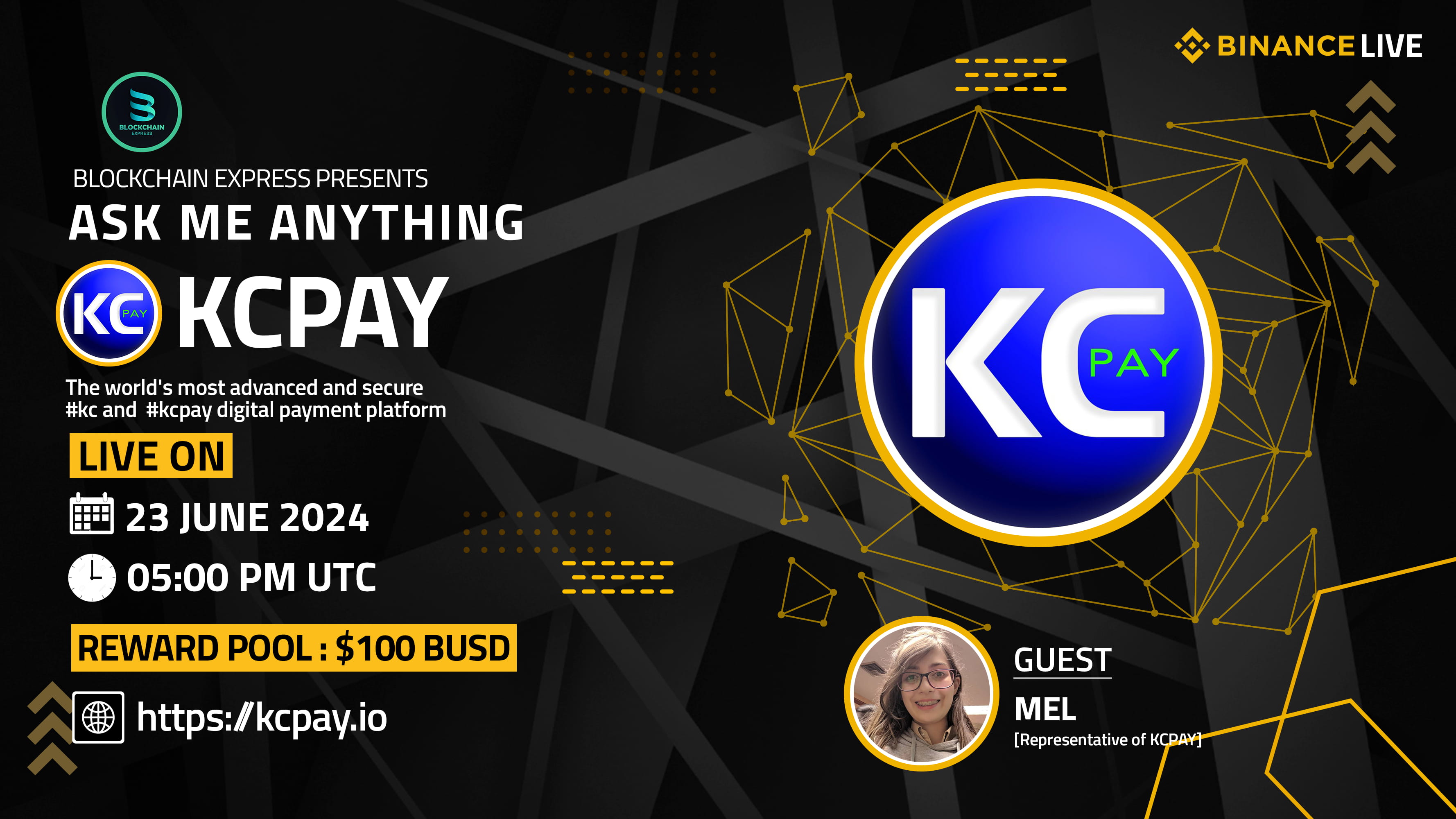 ₿lockchain Express will be hosting an AMA session with" KCPAY "