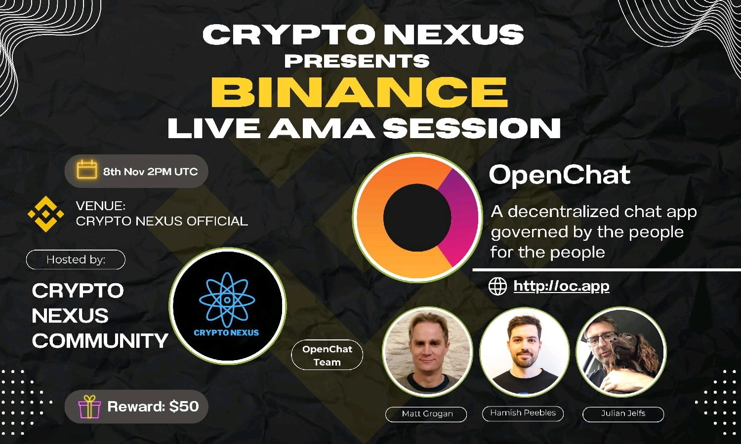 Crypto nexus Binance live AMA With OpenChat