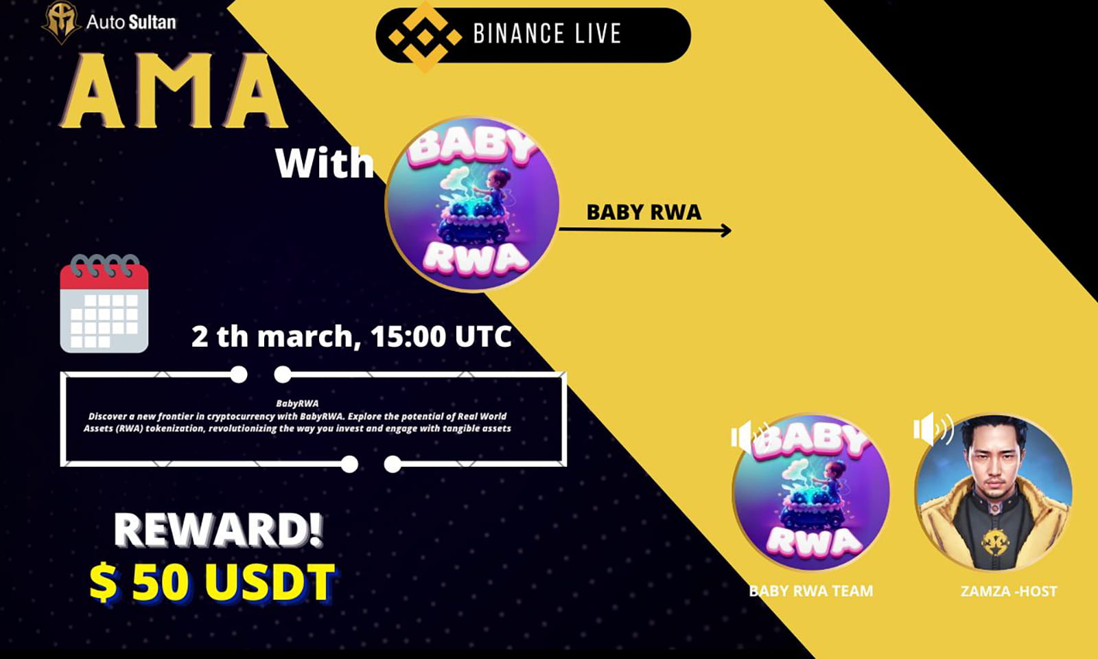 AMA WITH BABY RWA | 50$ USDT REWARD