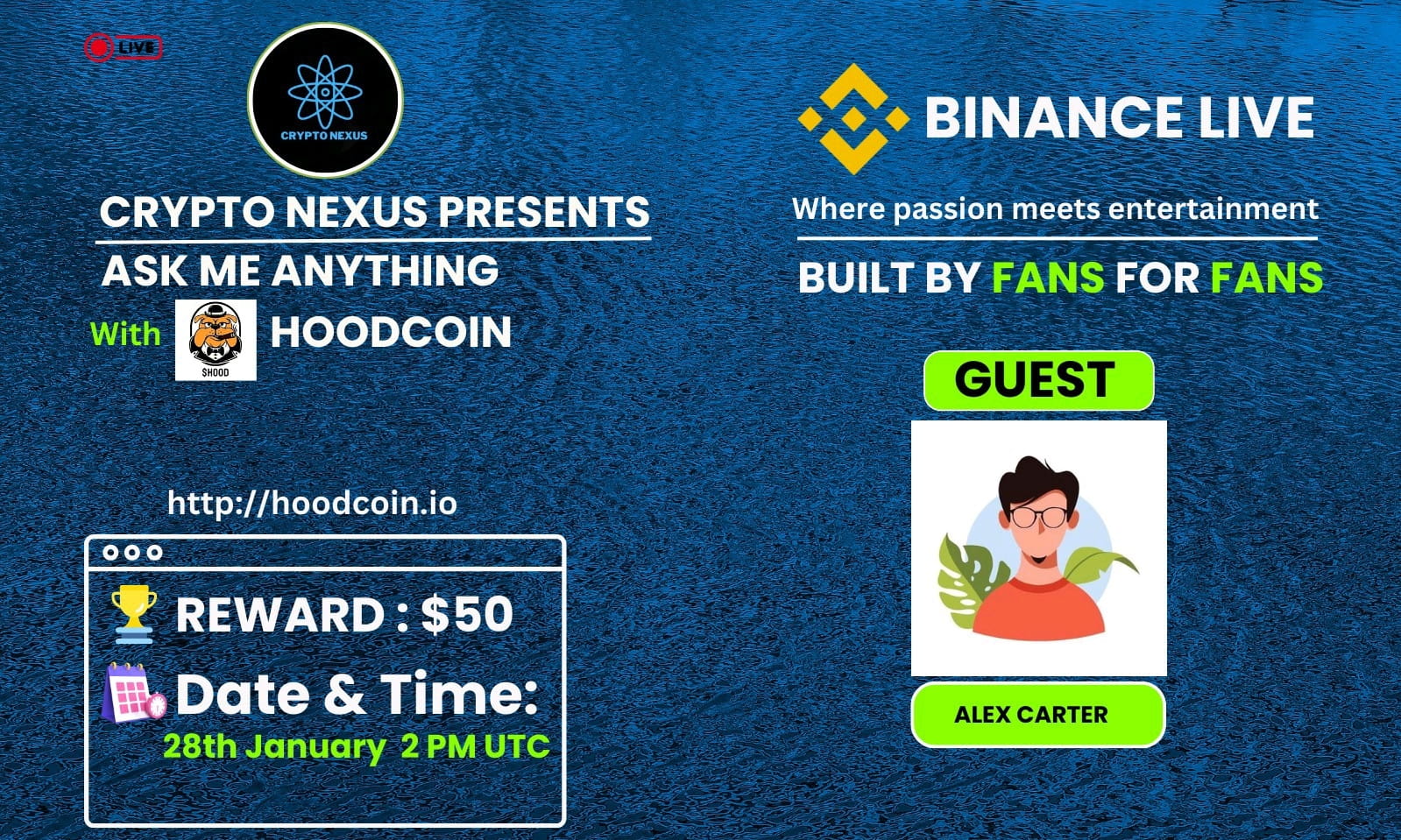 Crypto nexus Binance live AMA With hood coin