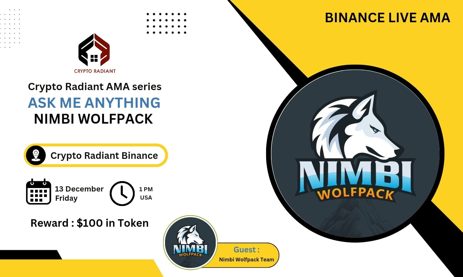 AMA - Crypto Radiant <> NIMBI WOLFPACK | $100 in Token 