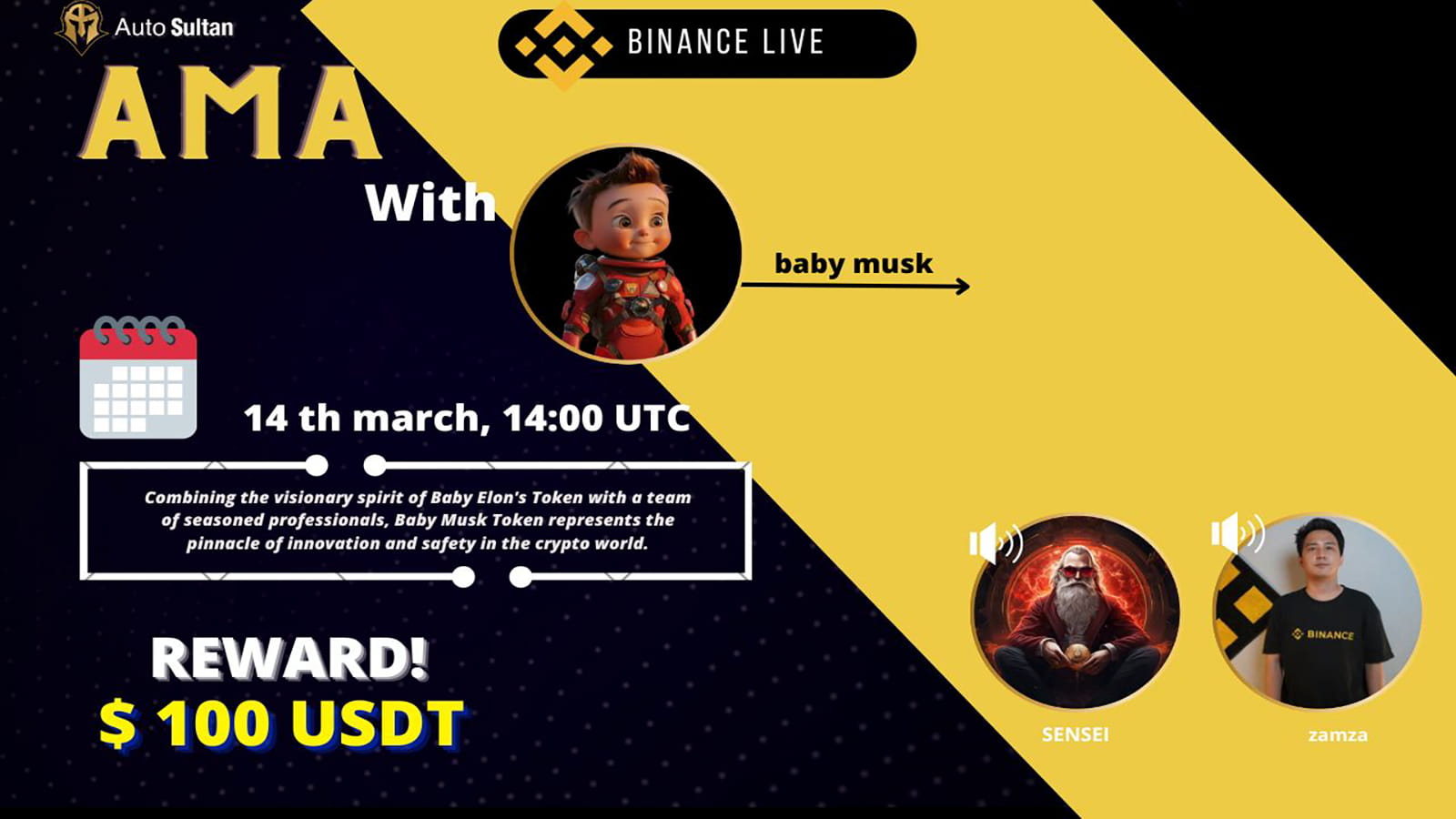 AMA WITH BABY MUSK | $100 USDT REWARD