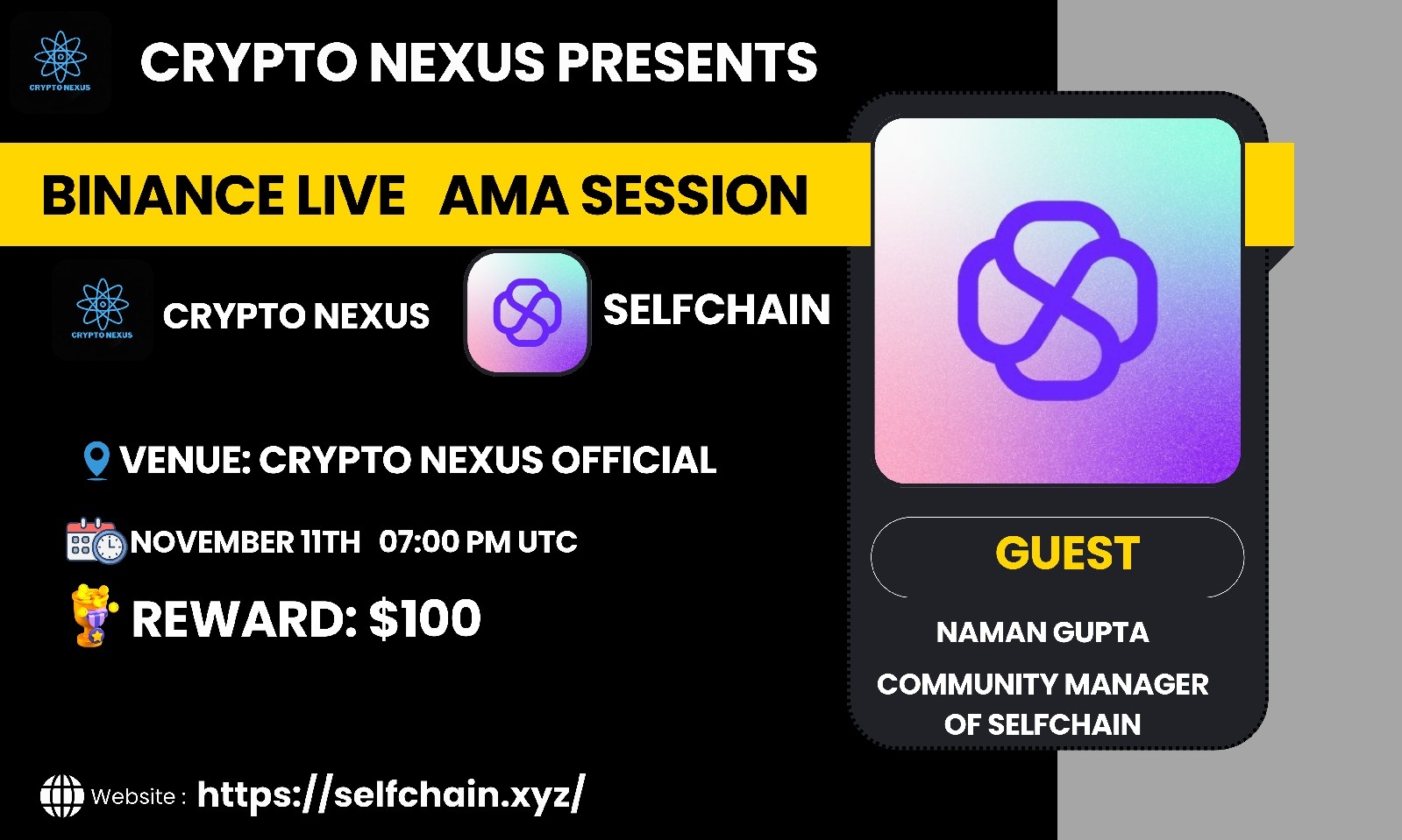 Crypto nexus Binance live AMA With  SelfChain