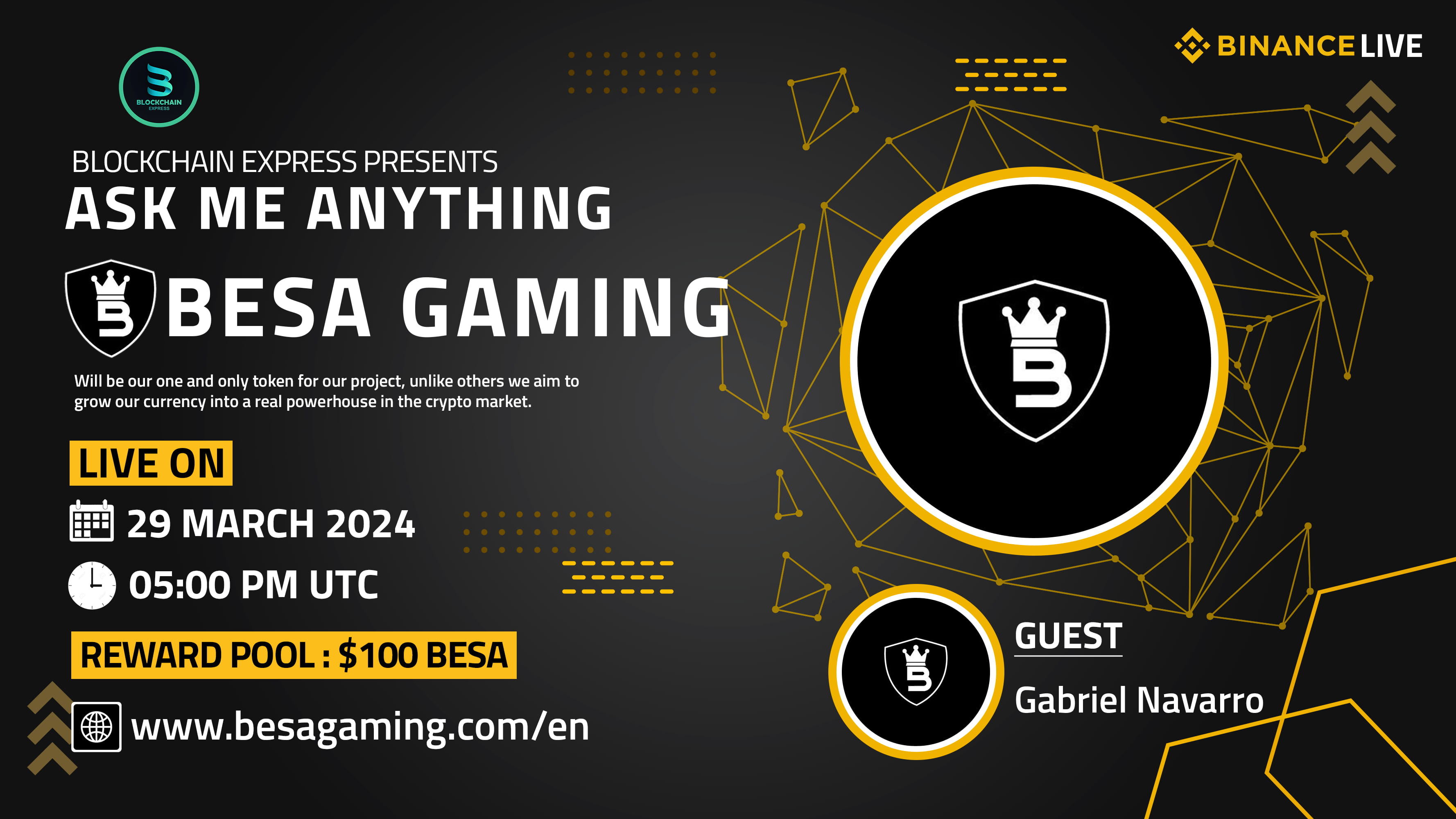 ₿lockchain Express will be hosting an AMA session with" Besa Gaming "