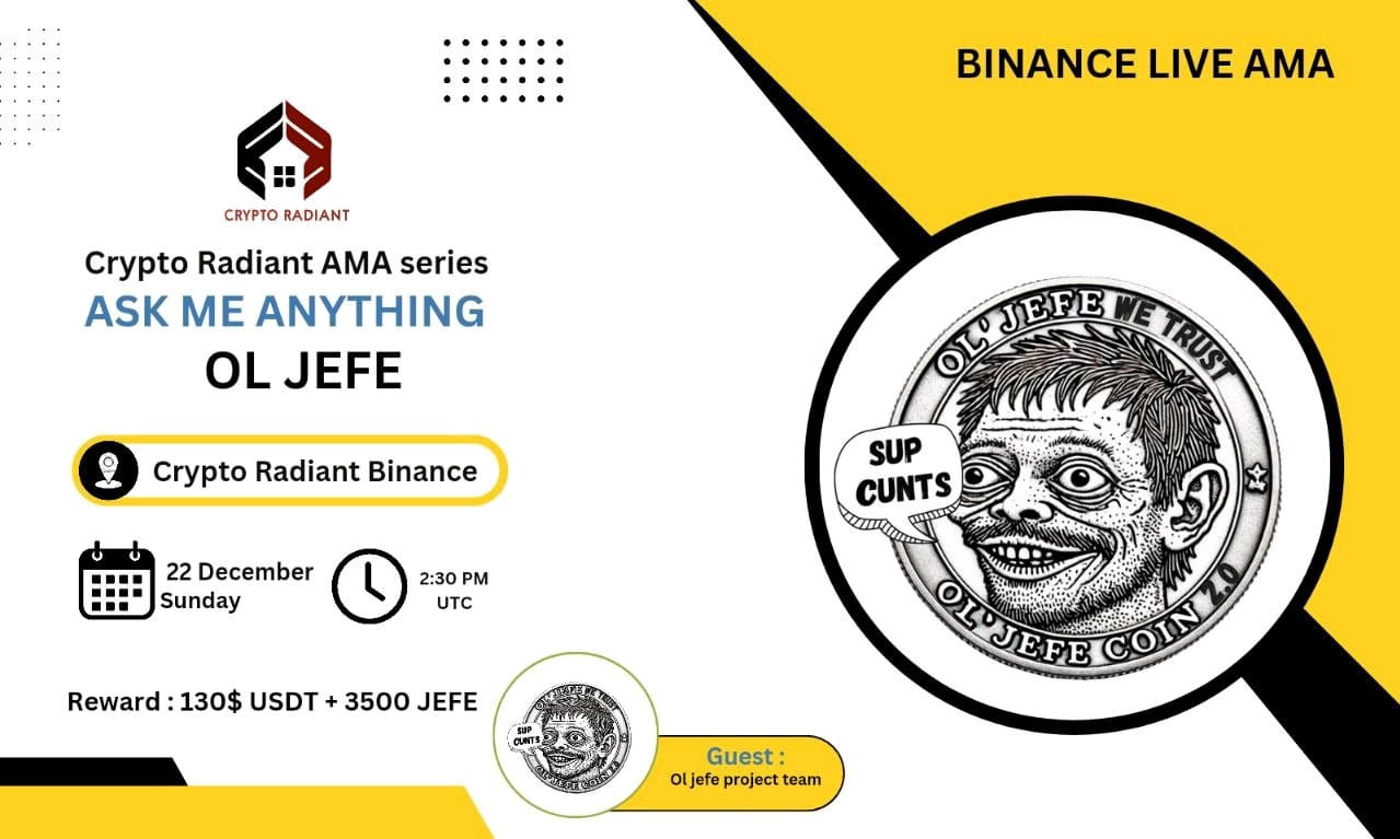 AMA - Crypto Radiant <> OLJEFE | $130 USDT + 3500 OLJEFE Reward 