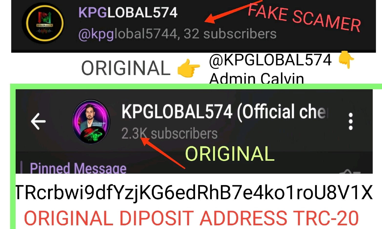 beware of Scamer only original KPGLOBAL574 admin Calvin check ✅