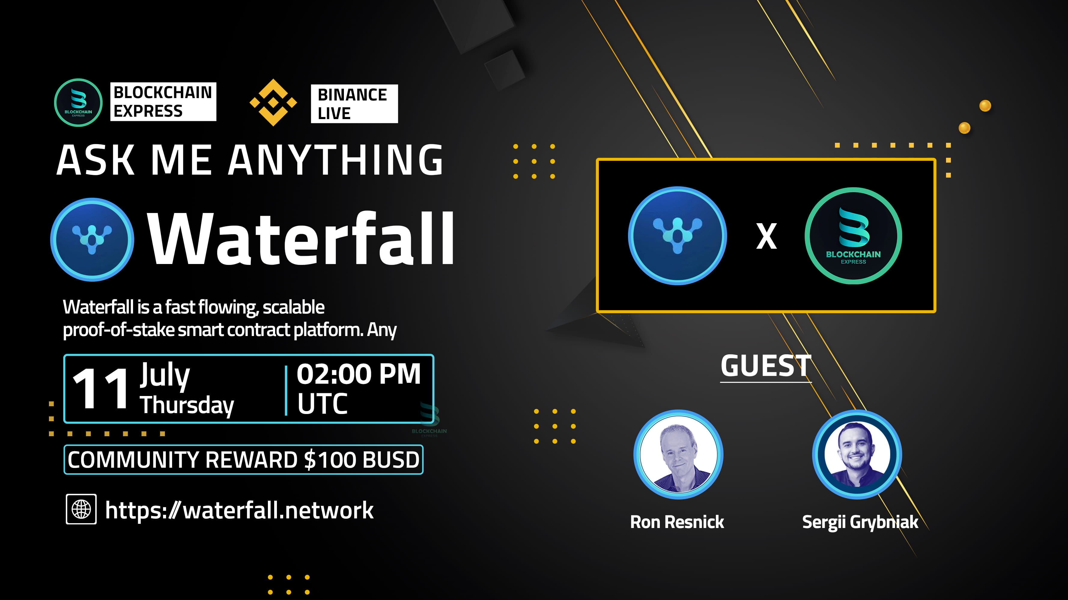 ₿lockchain Express will be hosting an 2nd AMA session with" Waterfall "