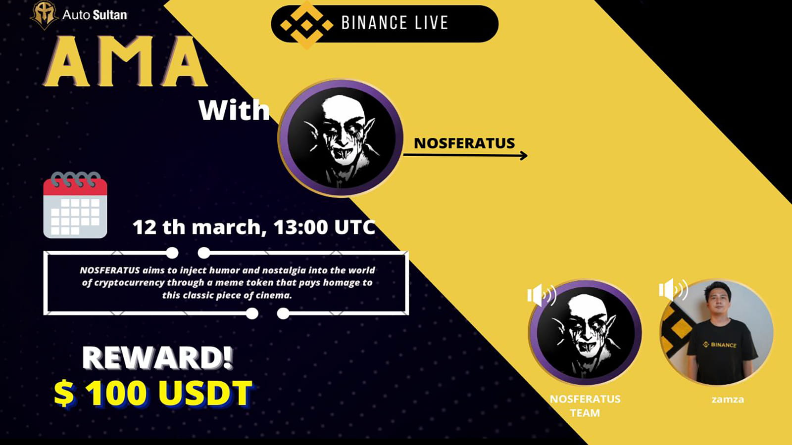 AMA WITH NOSFERATUS | $100USDT REWARD