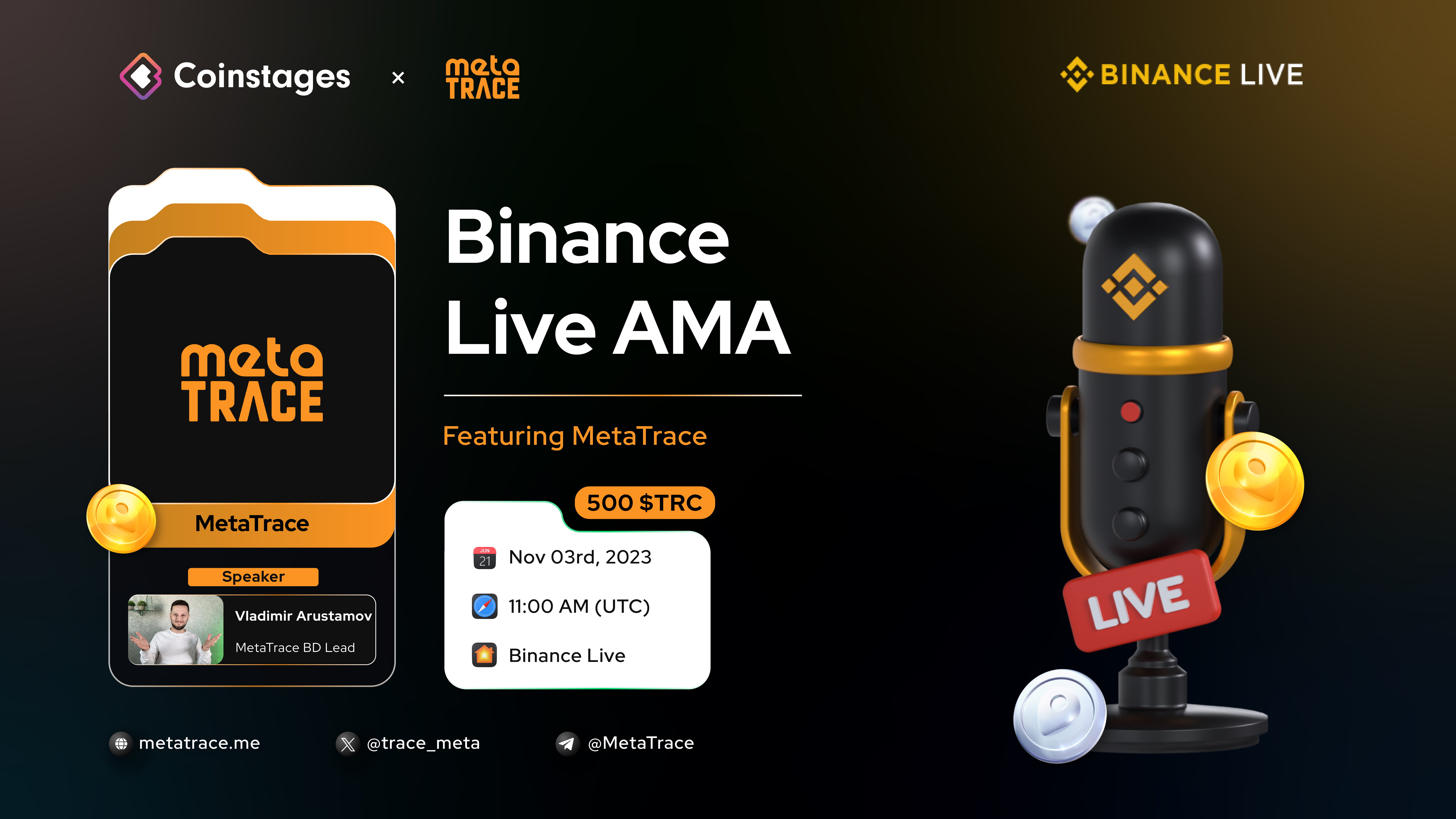 Coinstages Live AMA : Featuring MetaTrace