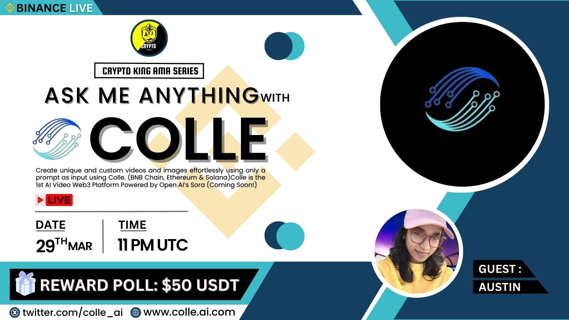 Crypto King Will Hosting AMA With "Colle" | Reward :$50 USDT