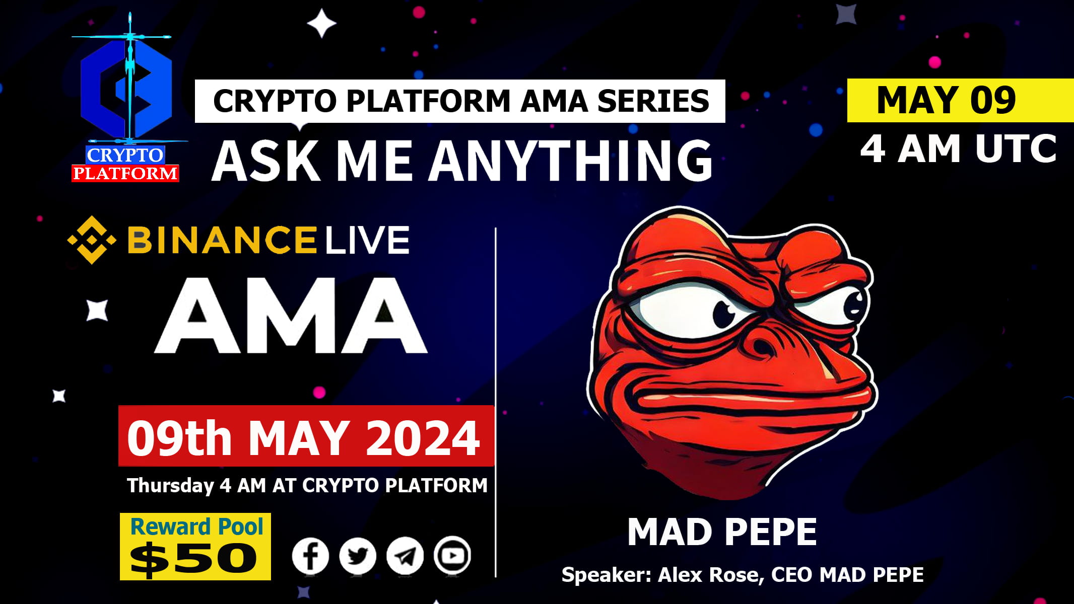 AMA - MAD PEPE x Crypto Platform | $50 USDT Rewards