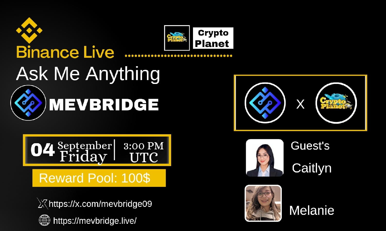 Crypto Planet Binance live AMA with MEVBRIDGE [ Reward:$100 ]