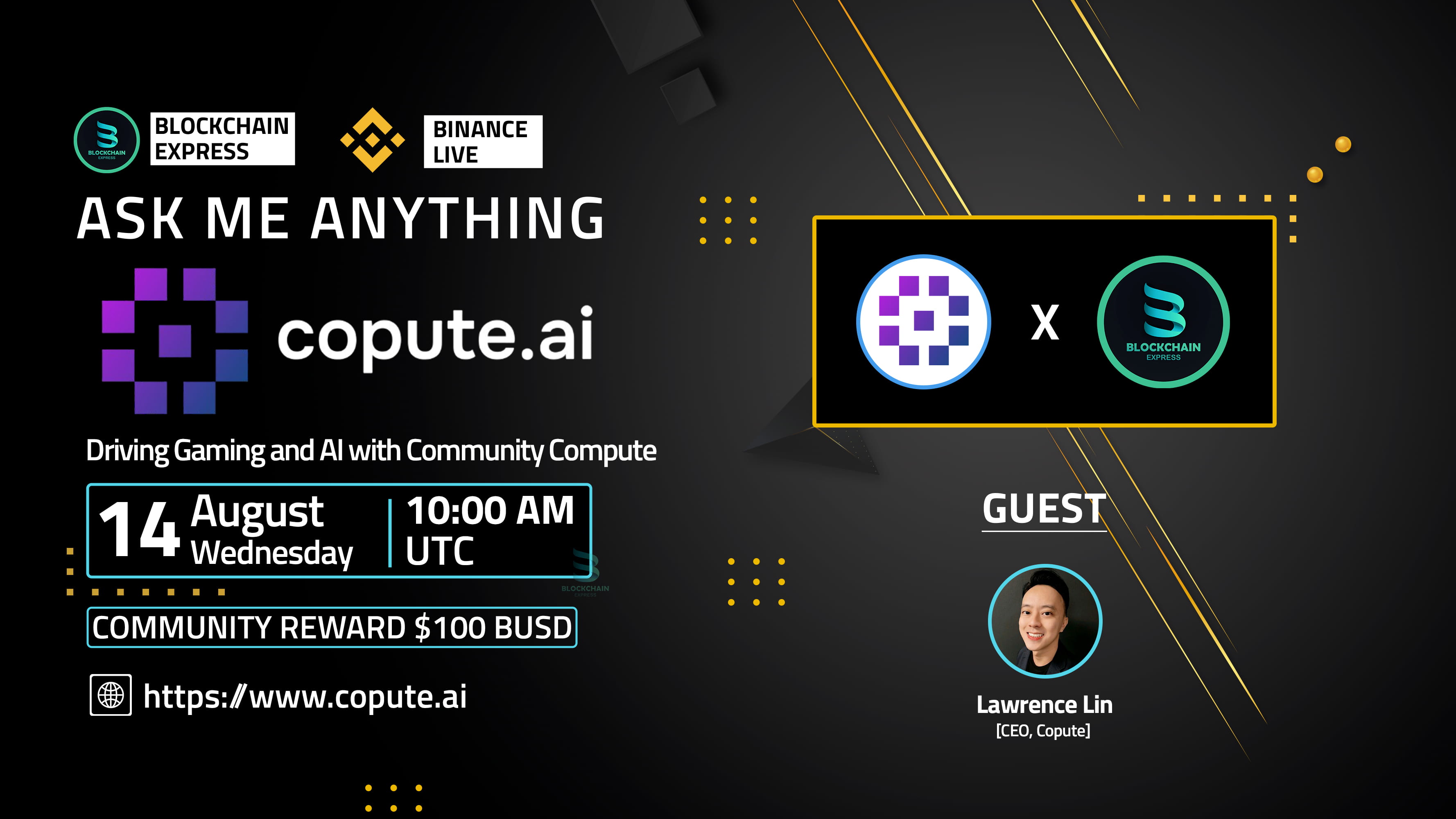 ₿lockchain Express will be hosting an AMA session with" Copute "