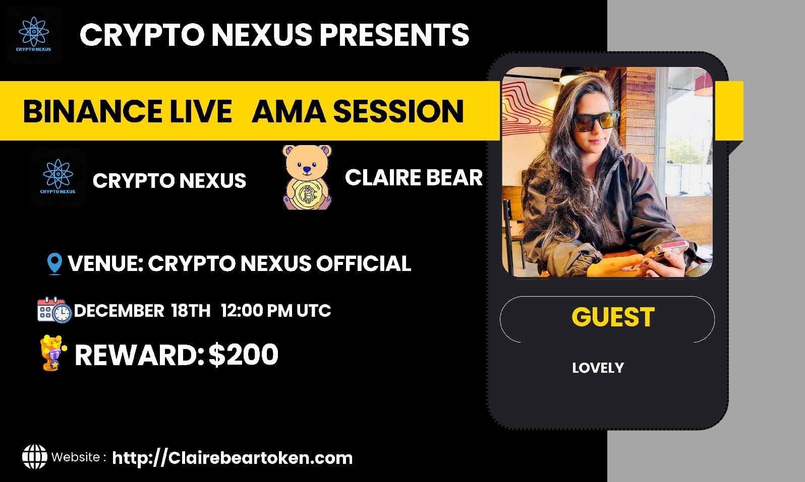 Crypto nexus Binance live AMA With Claire Bear