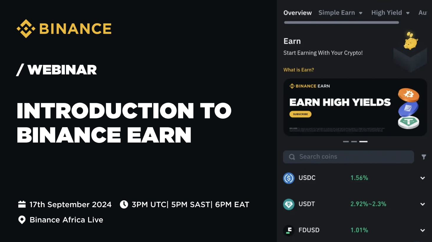 Introduction to Binance Earn - 17/09/2024