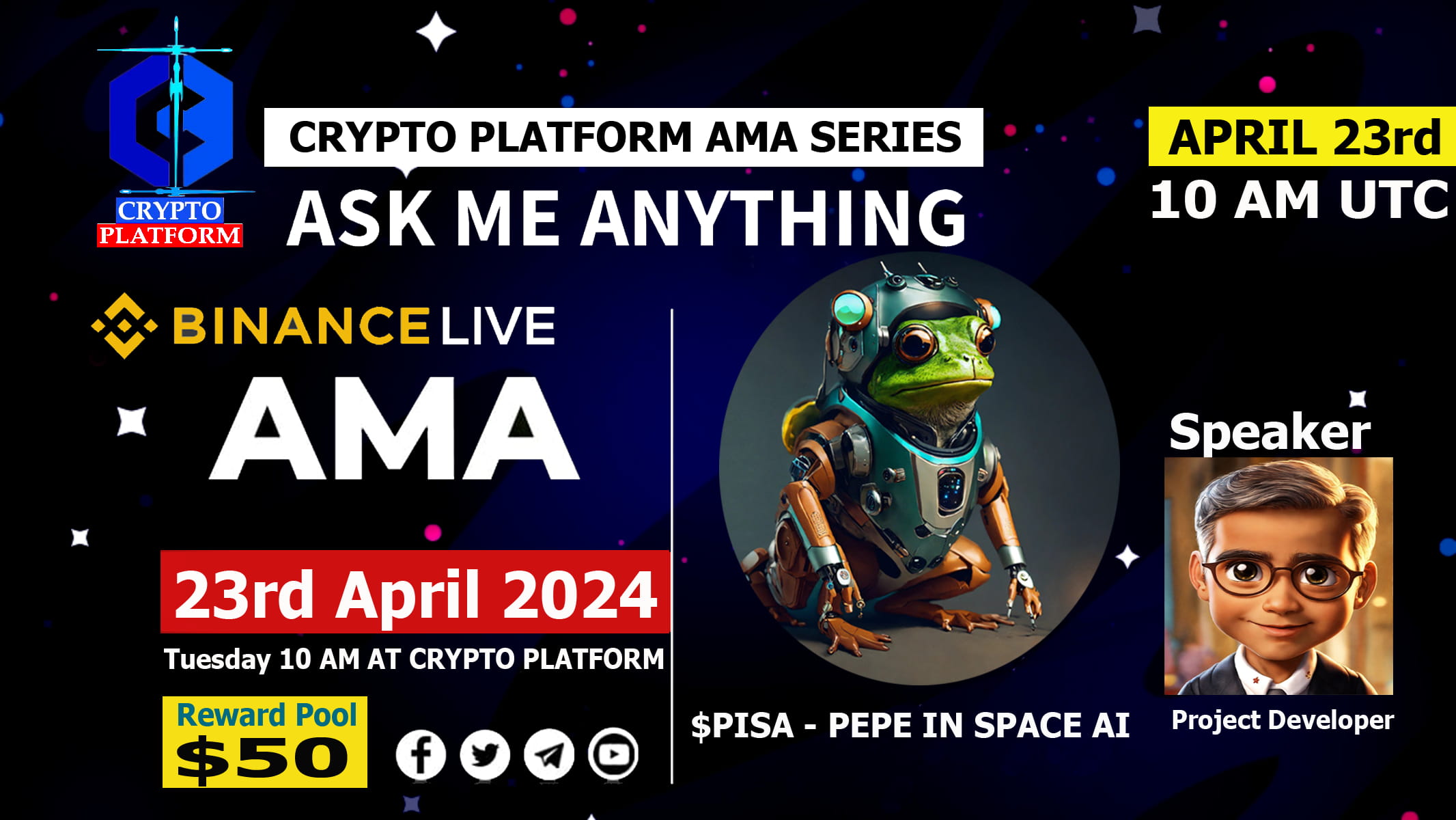AMA - $PISA - PEPE IN SPACE AI x Crypto Platform | 50$ BNB Rewards