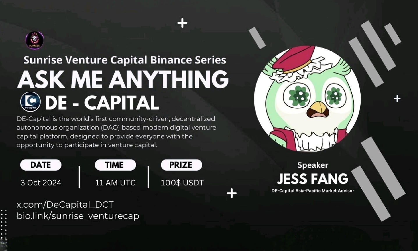 Sunrise Venture Capital Presents AMA with DE - Capital