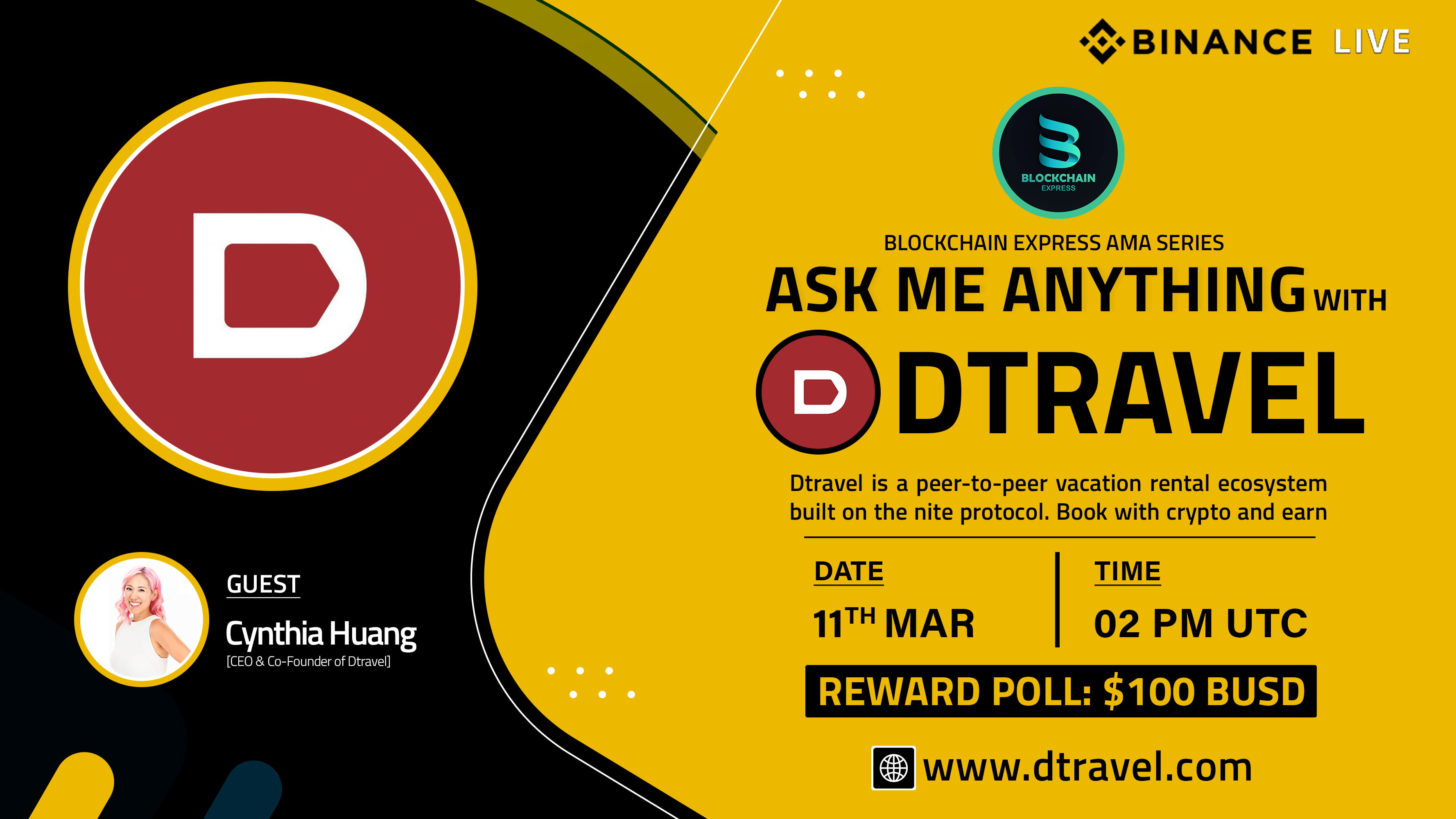 ₿lockchain Express will be hosting an session with" Dtravel Community "