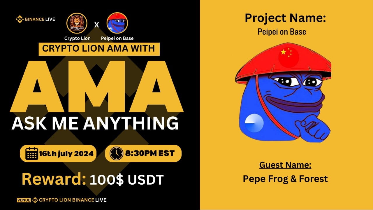 Crypto Lion AMA with PeiPeiBased | 100$ Reward  2024-07-16, 8:30 PM EST