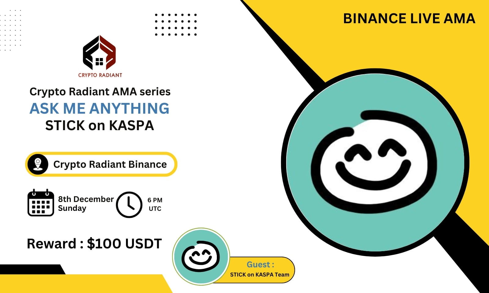 AMA - Crypto Radiant <> STICK on KASPA | $100 USDT Reward 