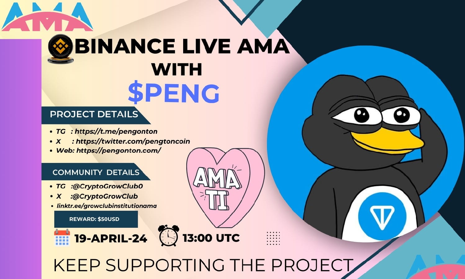 Grow Club Institution will be hosting an AMA session with" $peng"