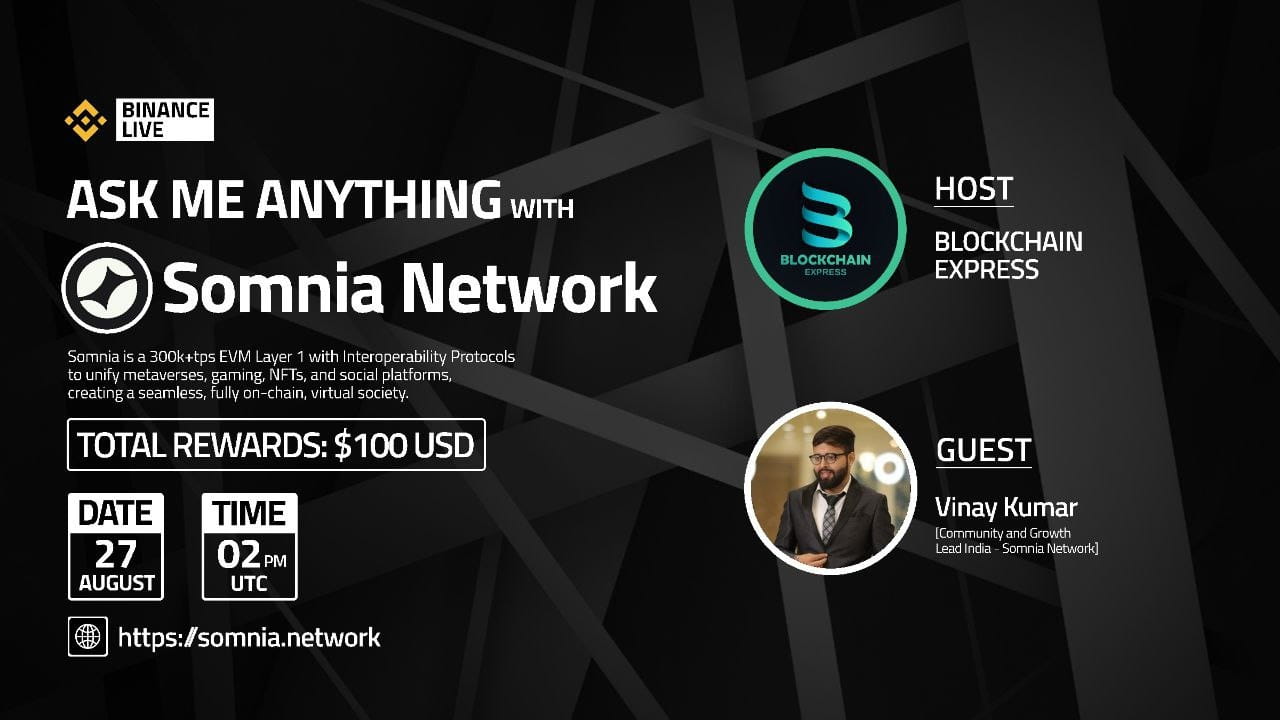 ₿lockchain Express will be hosting an AMA session with" Somnia Network "