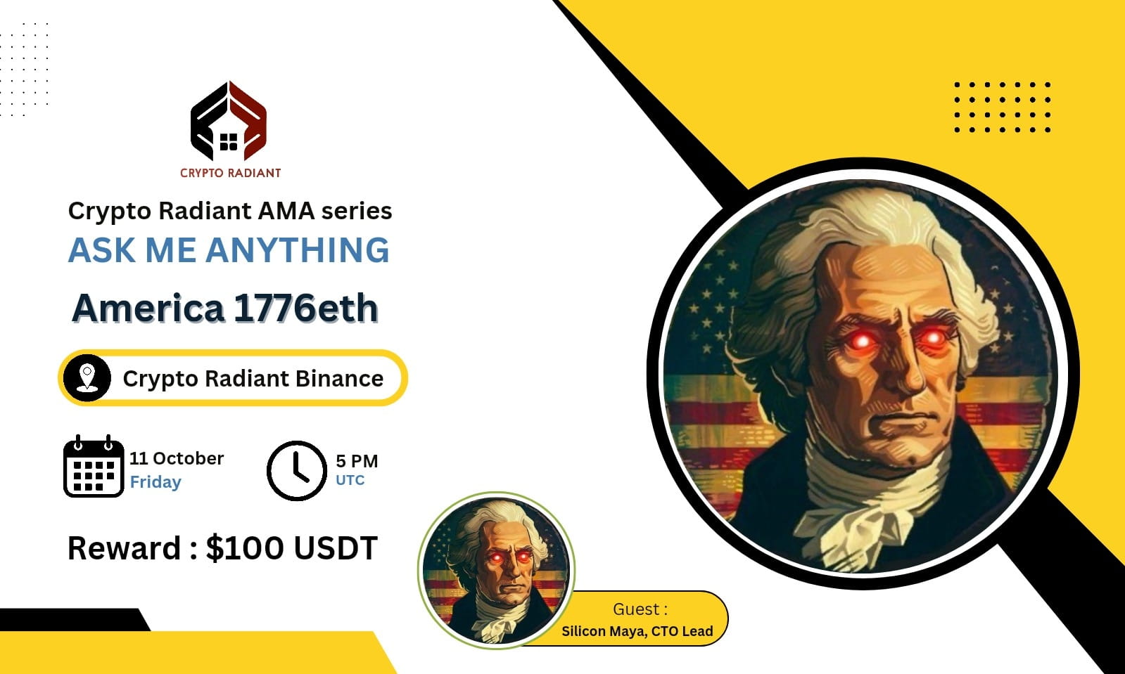 AMA - Crypto Radiant <> America1776Eth | $100 USDT Reward 