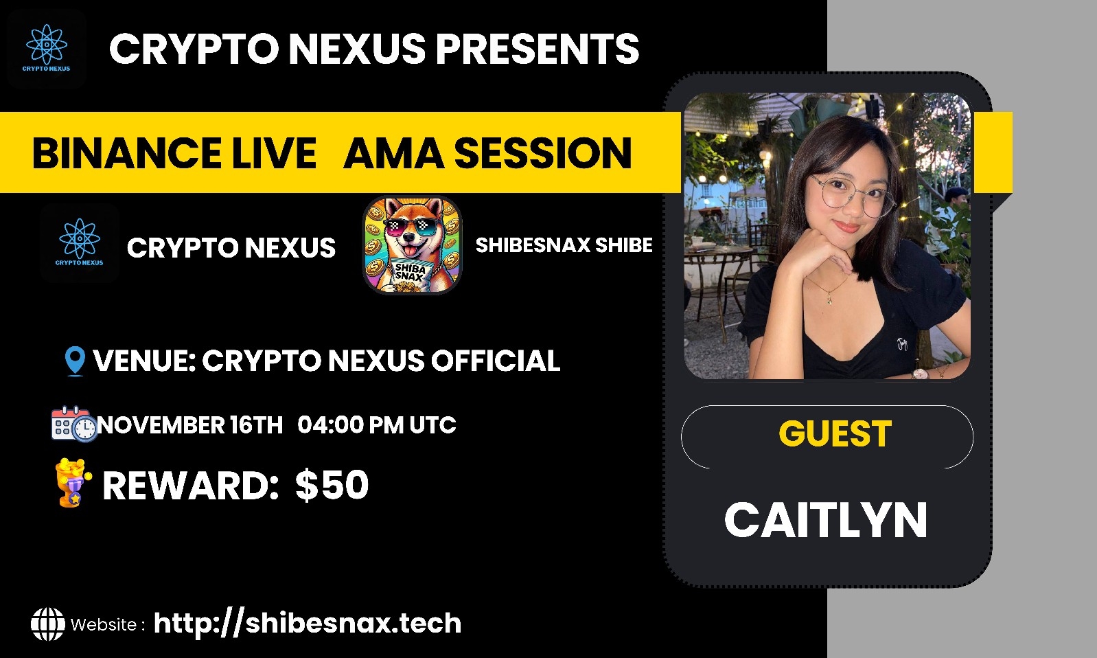 Crypto nexus Binance live AMA With ShibeSnax Shibe