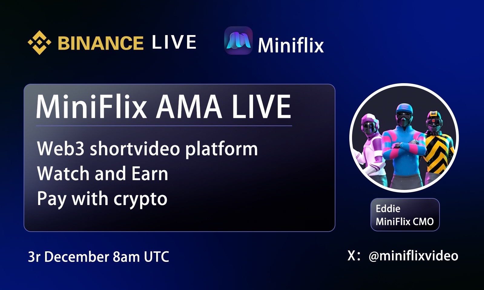 边看边赚-Miniflix web3短视频平台（抽200u token）