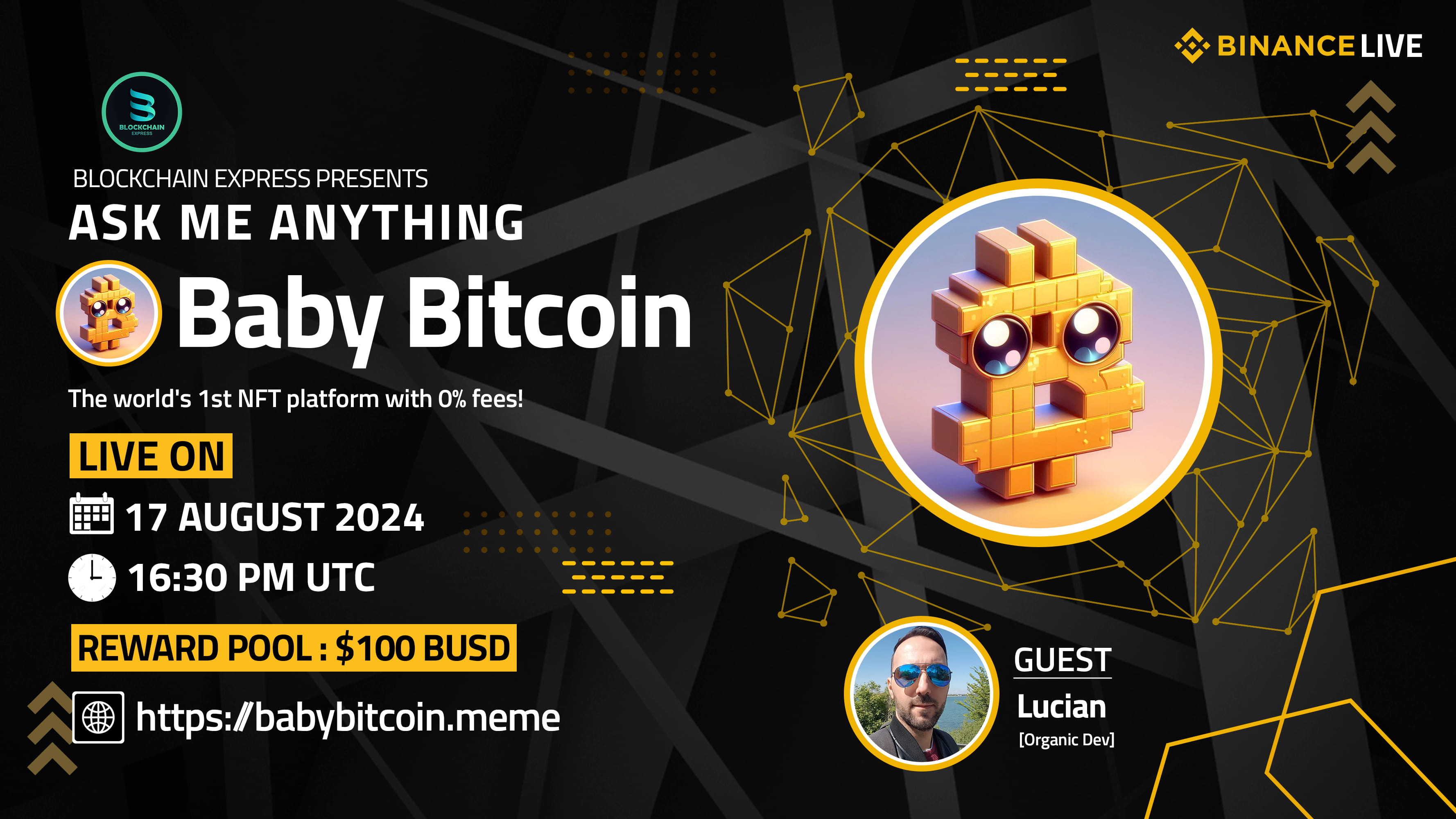 ₿lockchain Express will be hosting an AMA session with" Baby Bitcoin "