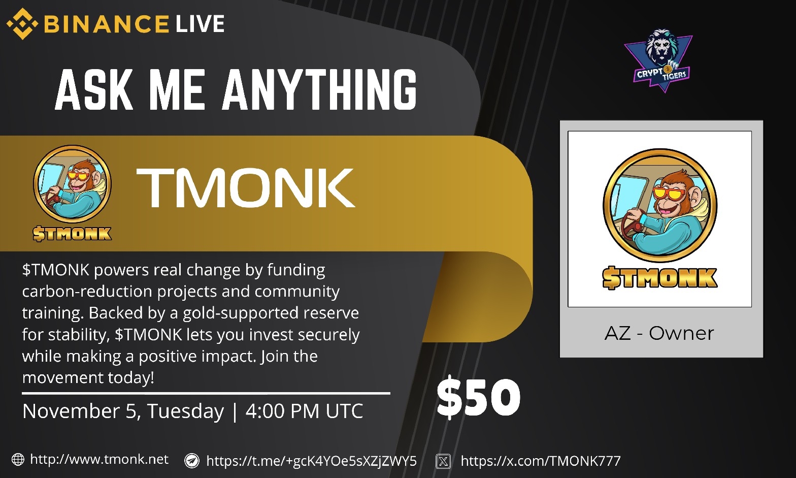 Crypto Tigers AMA with TMONK || $50 Giveaway 