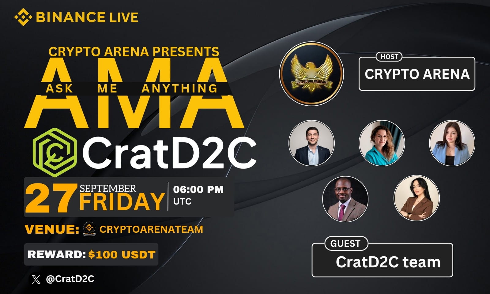 CratD2C AMA | $100 USDT Giveaway