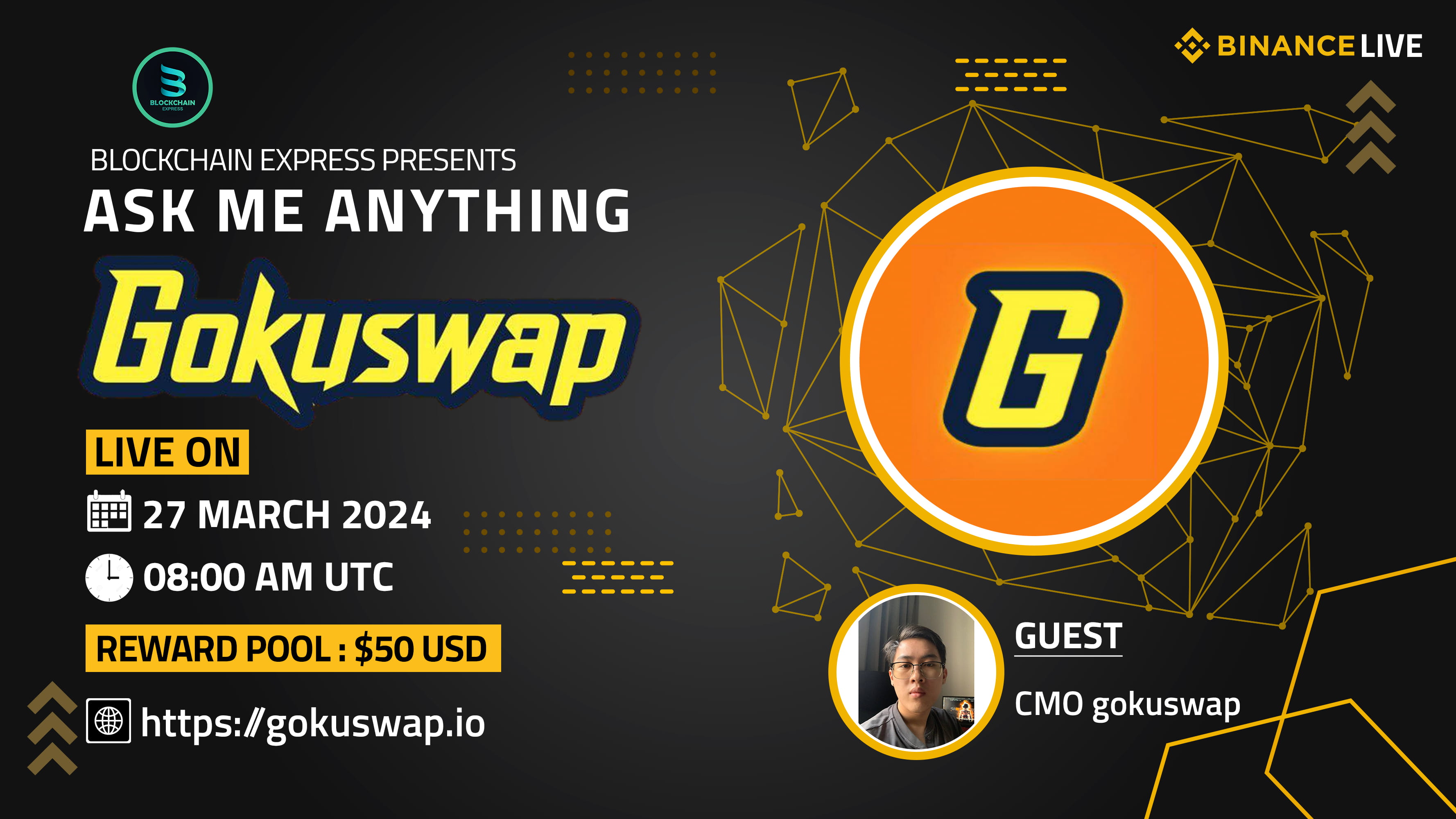 ₿lockchain Express will be hosting an AMA session with" Gokuswap "