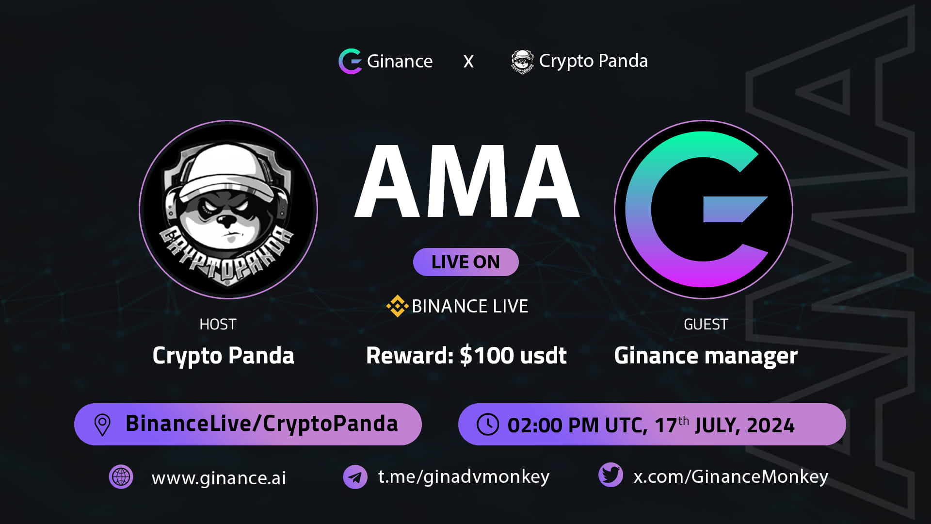 Crypto Panda presents AMA with Ginance