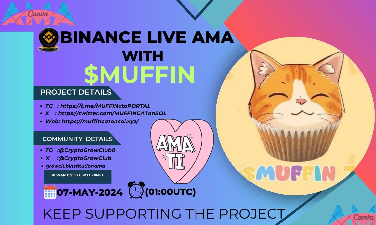 Grow Club institution with $MUFFiN  | $150 USDT Giveaways Binance Live