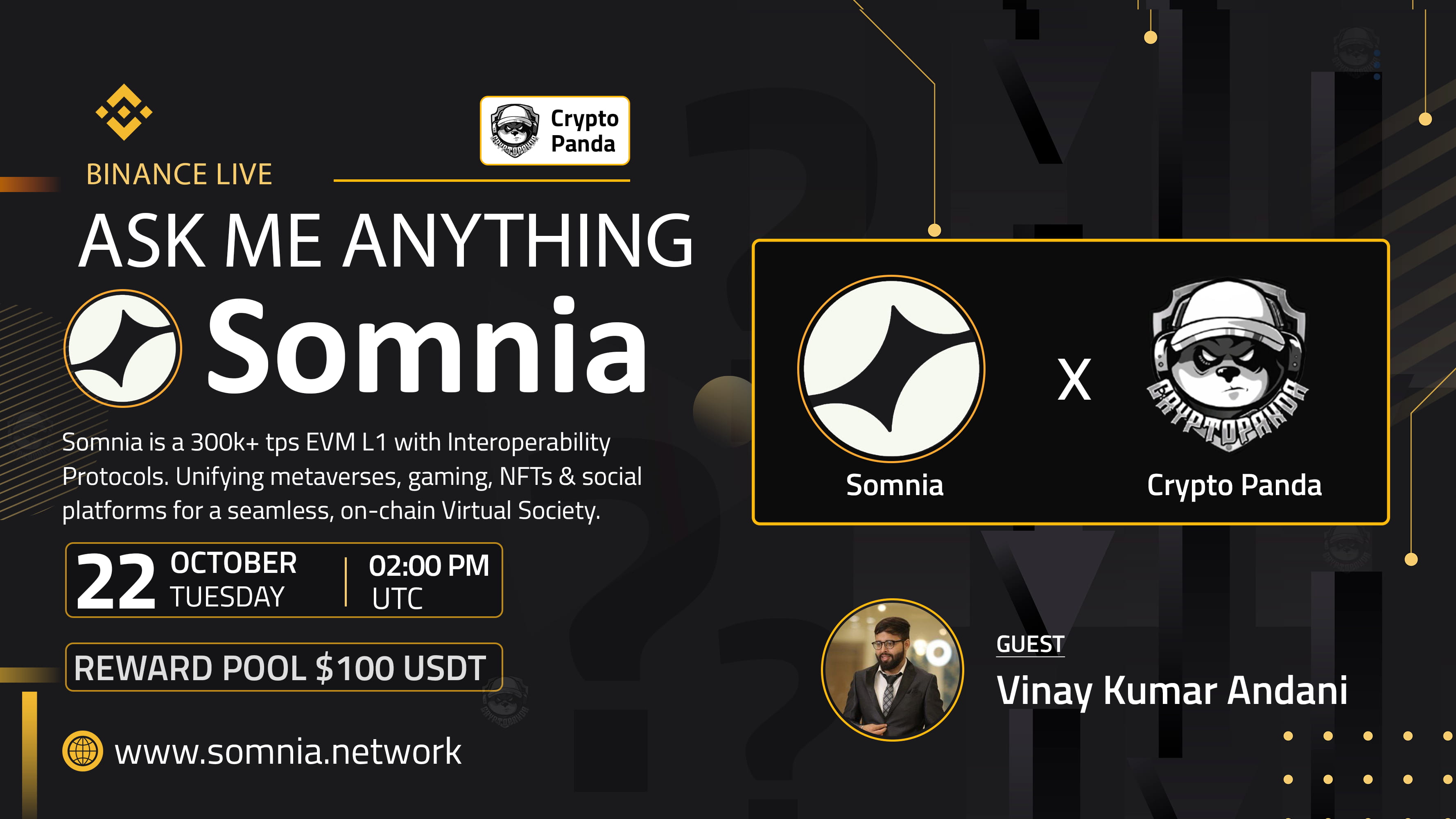 Crypto Panda Presents AMA with Somnia // $100 Givaway